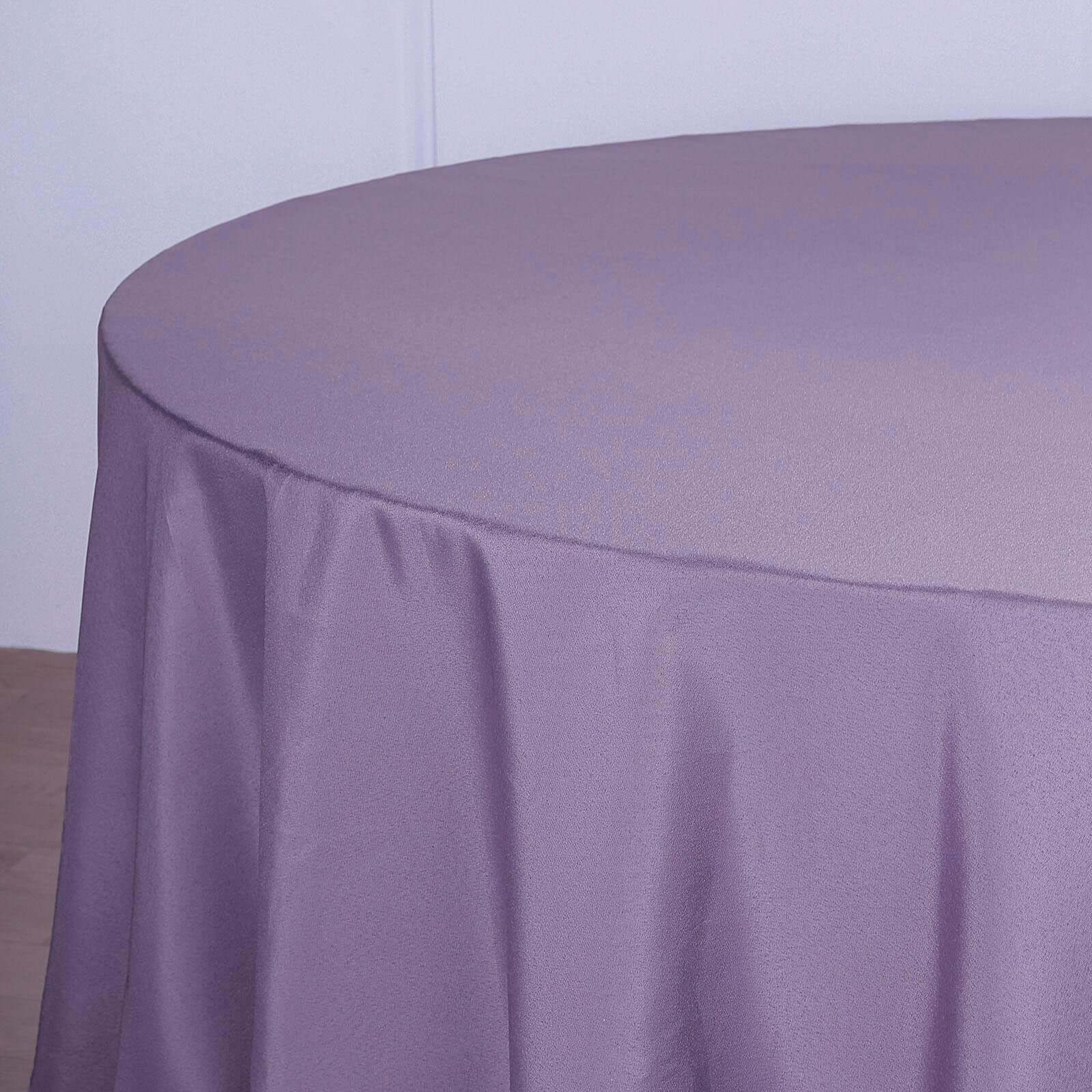 Seamless Wrinkle-Resistant Violet Amethyst 120' Polyester Round Tablecloth - Ideal for Events