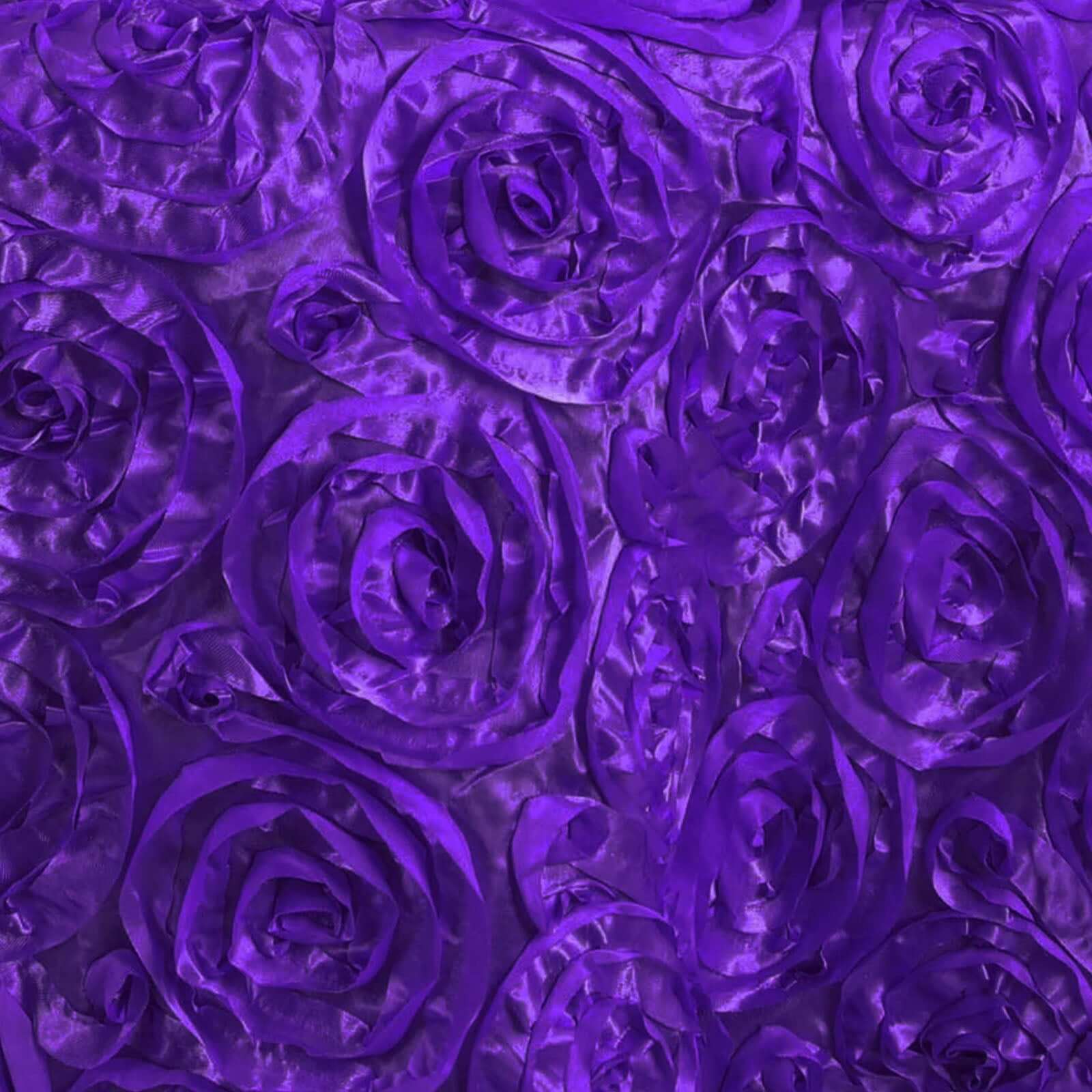 Purple Satin Rosette Stretch Slip-On Chair Cover for Banquets - Elegant & Durable