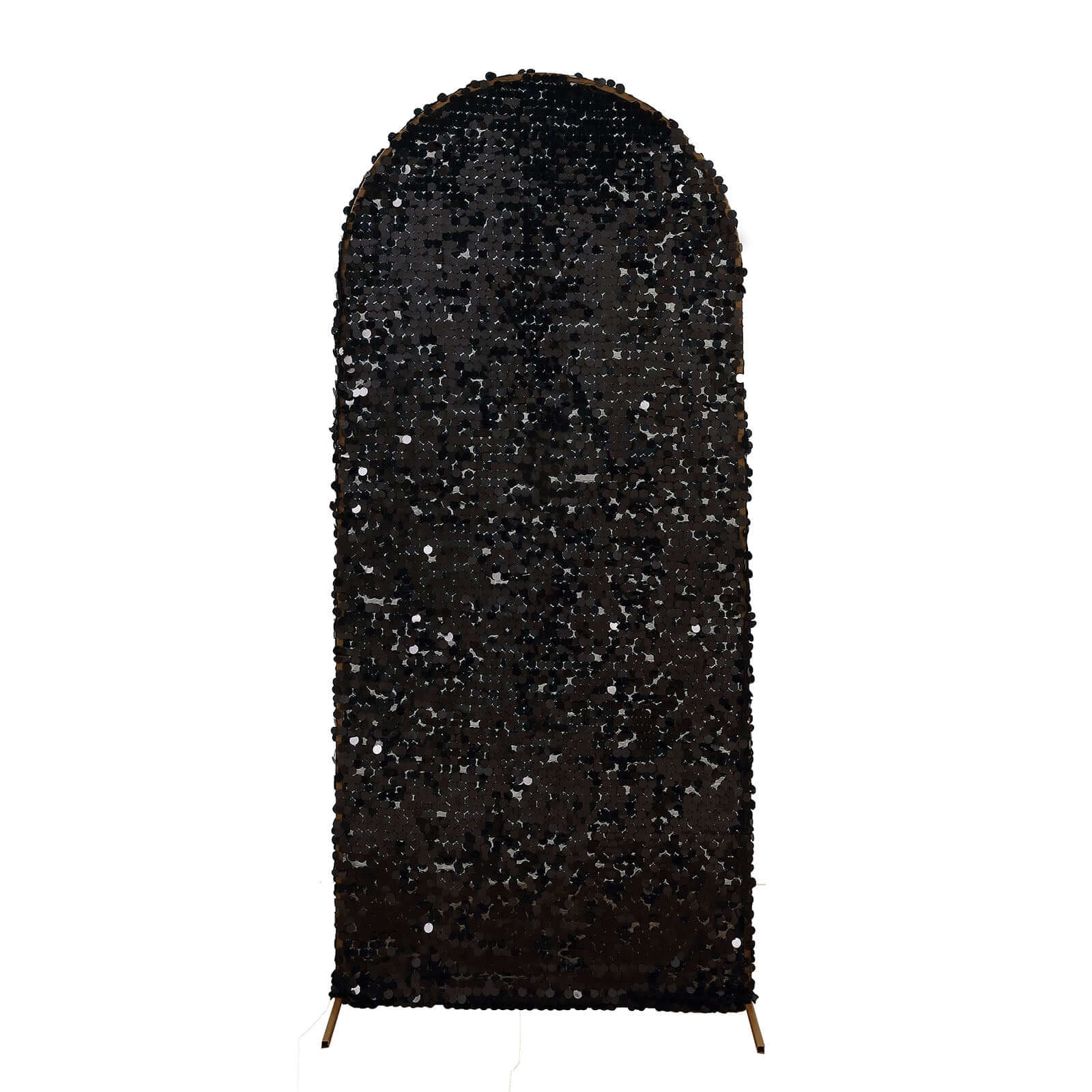 Hot Sale! 6ft Double-Sided Sparkly Black Payette Sequin Cover for Round Top Wedding Arch