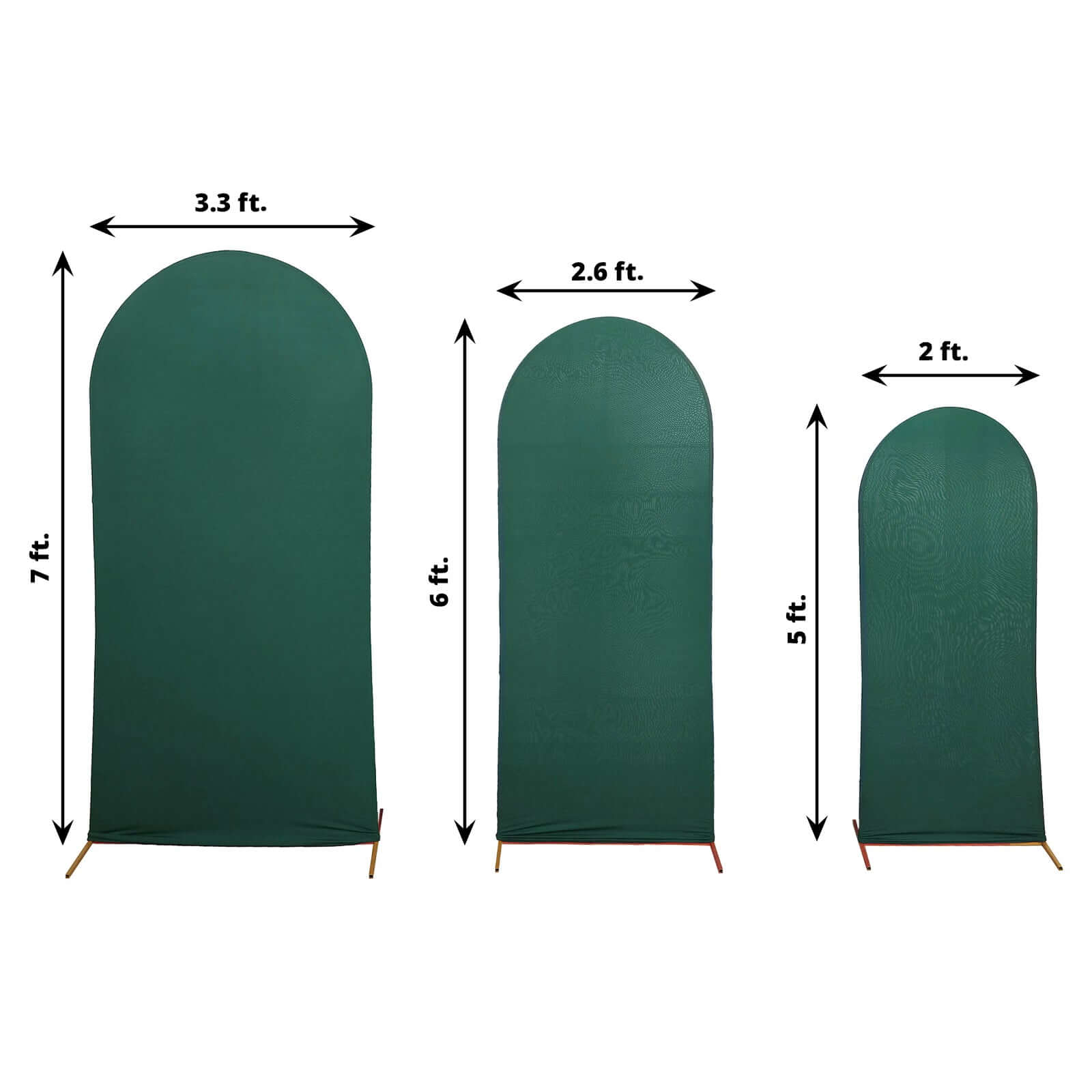3-Piece Matte Hunter Emerald Green Spandex Fitted Covers for Round Top Chiara Wedding Arch (5ft, 6ft, 7ft)