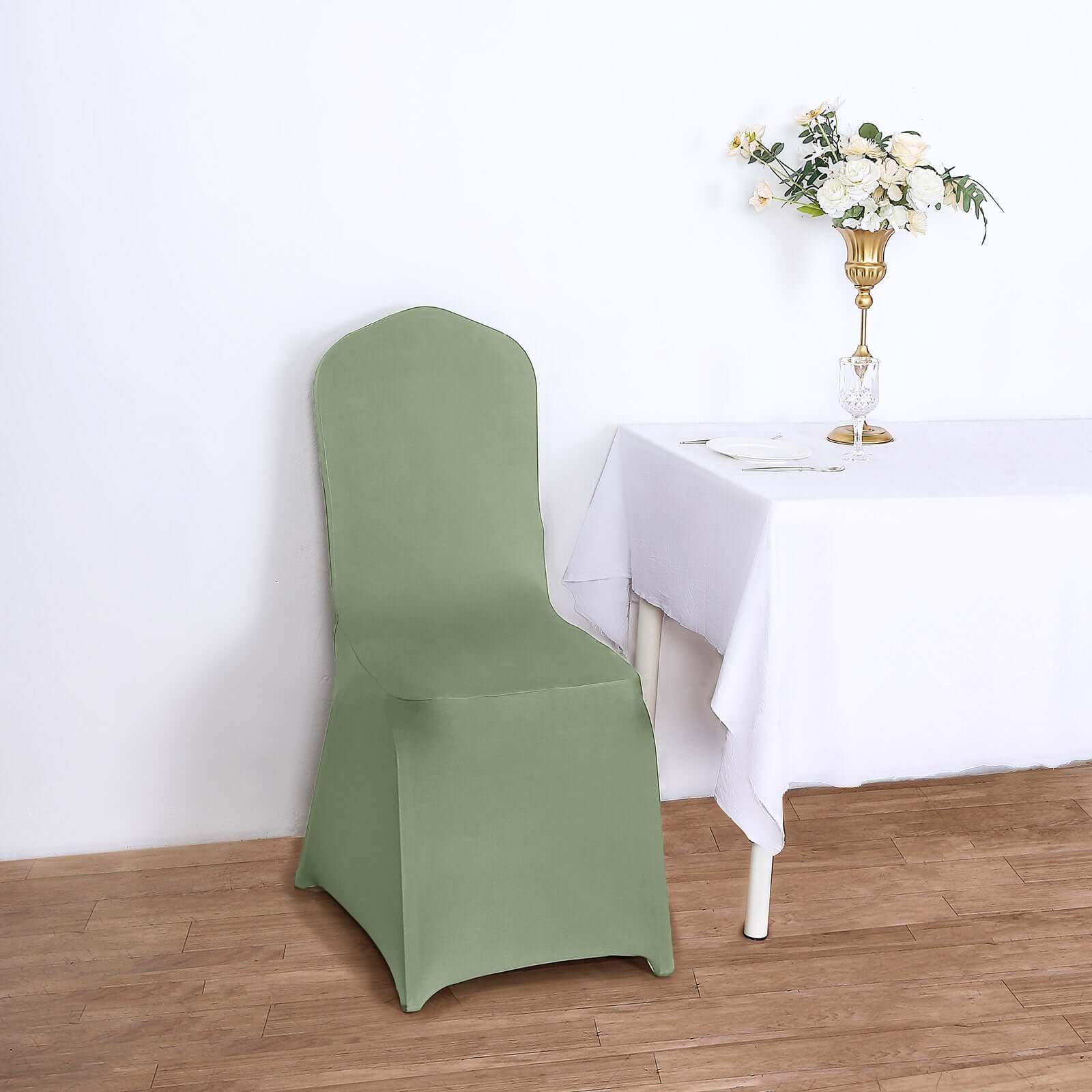 Stretch 160GSM Dusty Sage Green Spandex Slip-On Cover for Banquet Chairs
