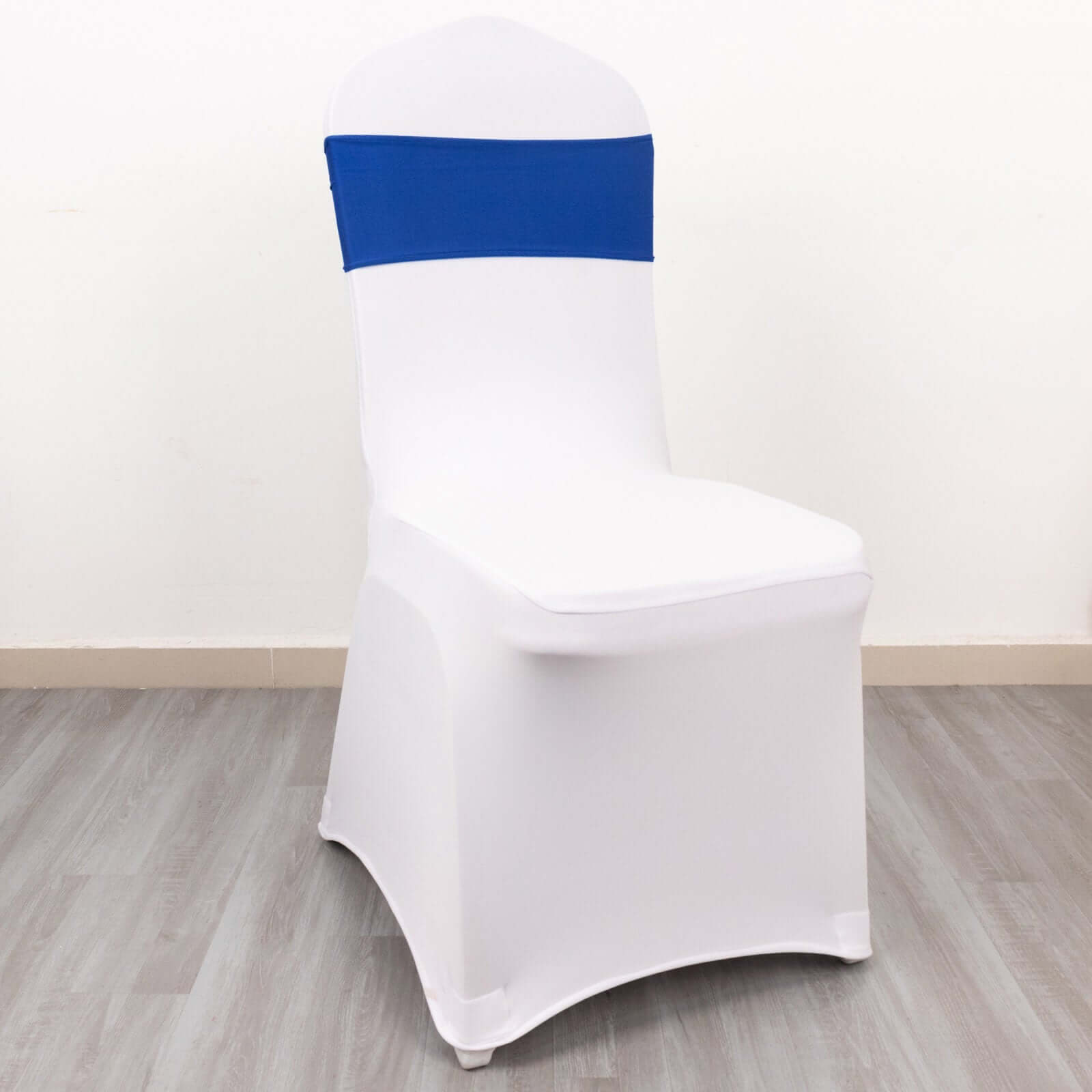 Royal Blue Spandex Chair Sashes with Gold Rhinestone Buckles - 5 Pack, Reusable & Four-Way Stretch