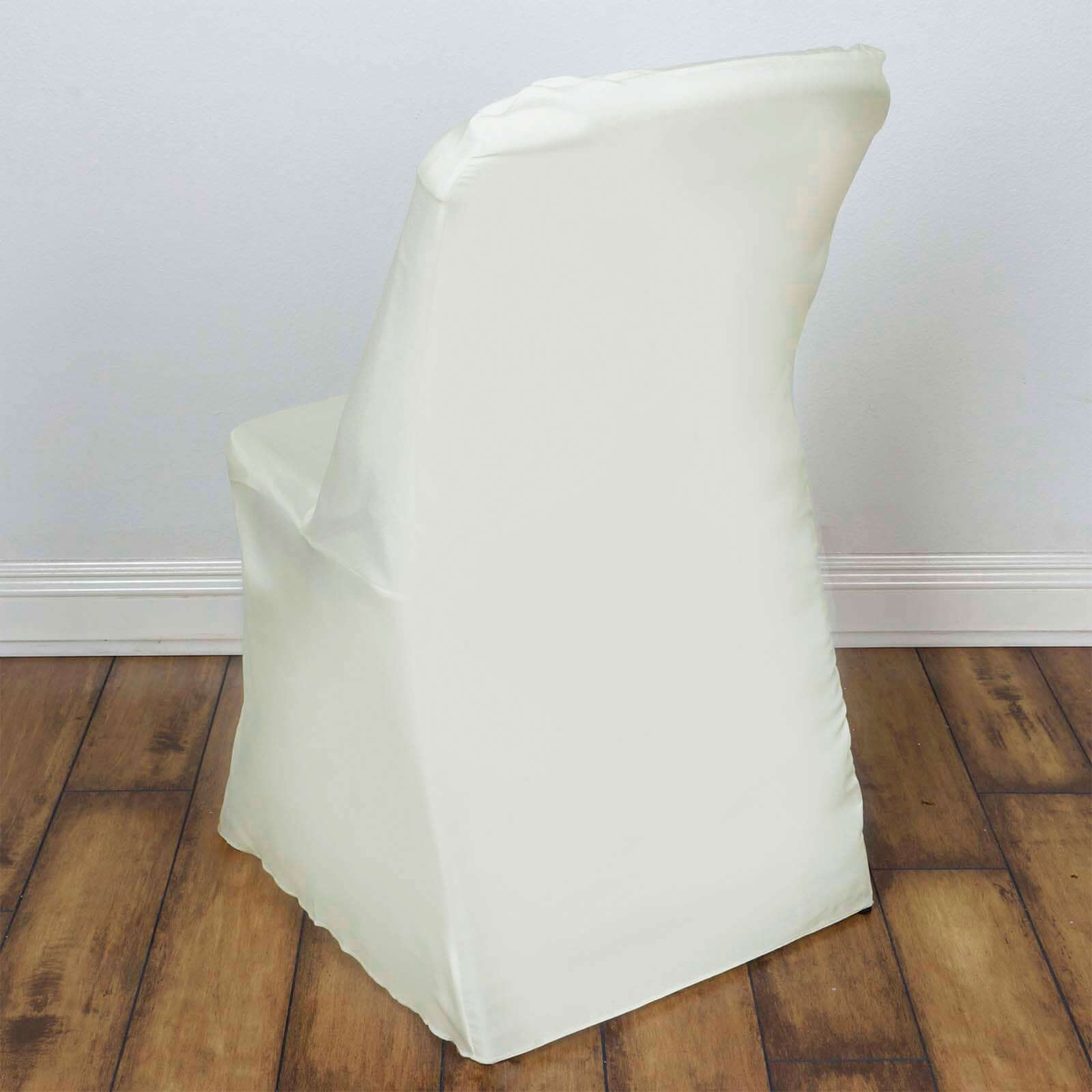 Reusable and Durable Ivory Polyester Slip-On Cover for Lifetime Folding Chairs