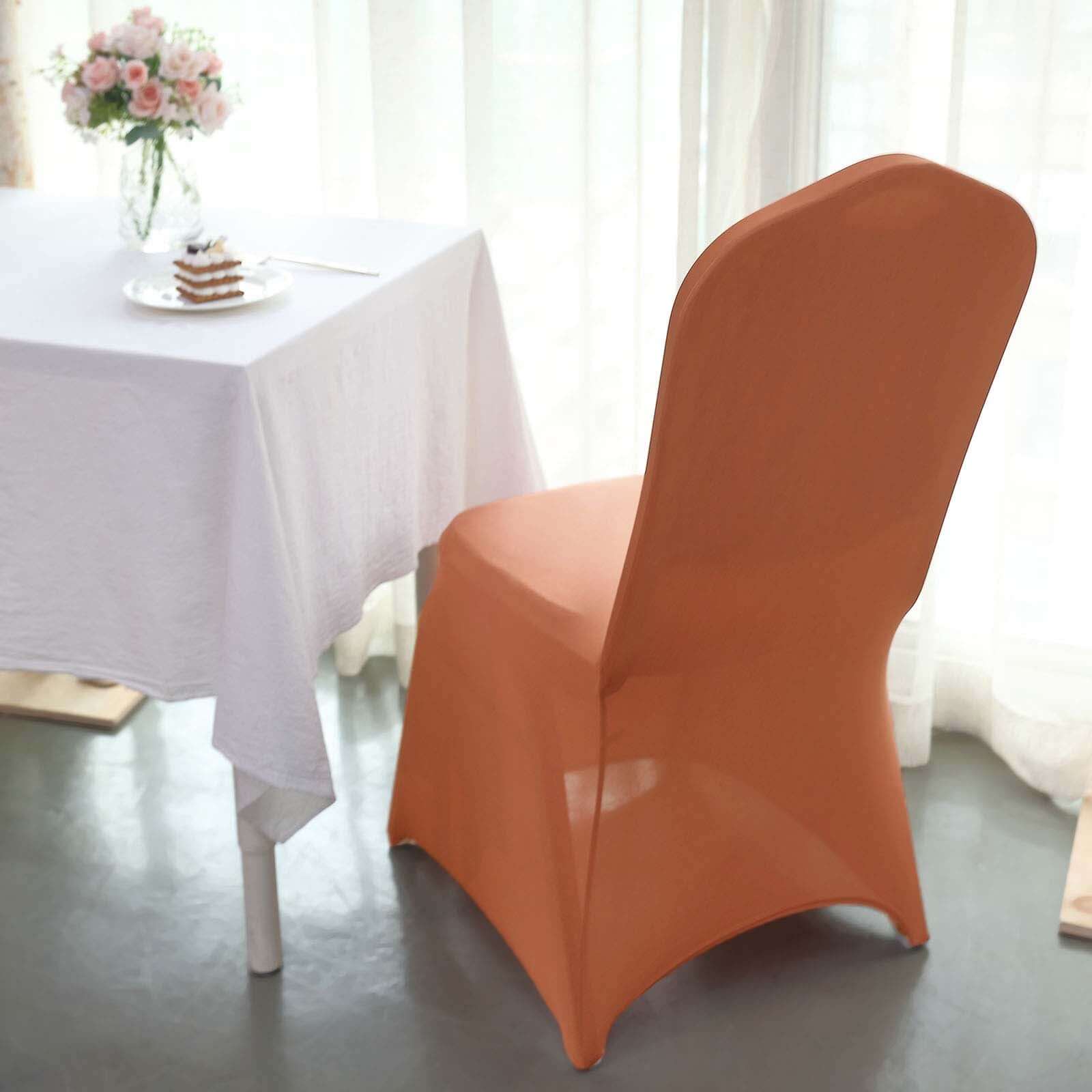 Terracotta (Rust) Spandex Stretch Slip-On Chair Cover for Banquet Chairs - 160GSM Fabric