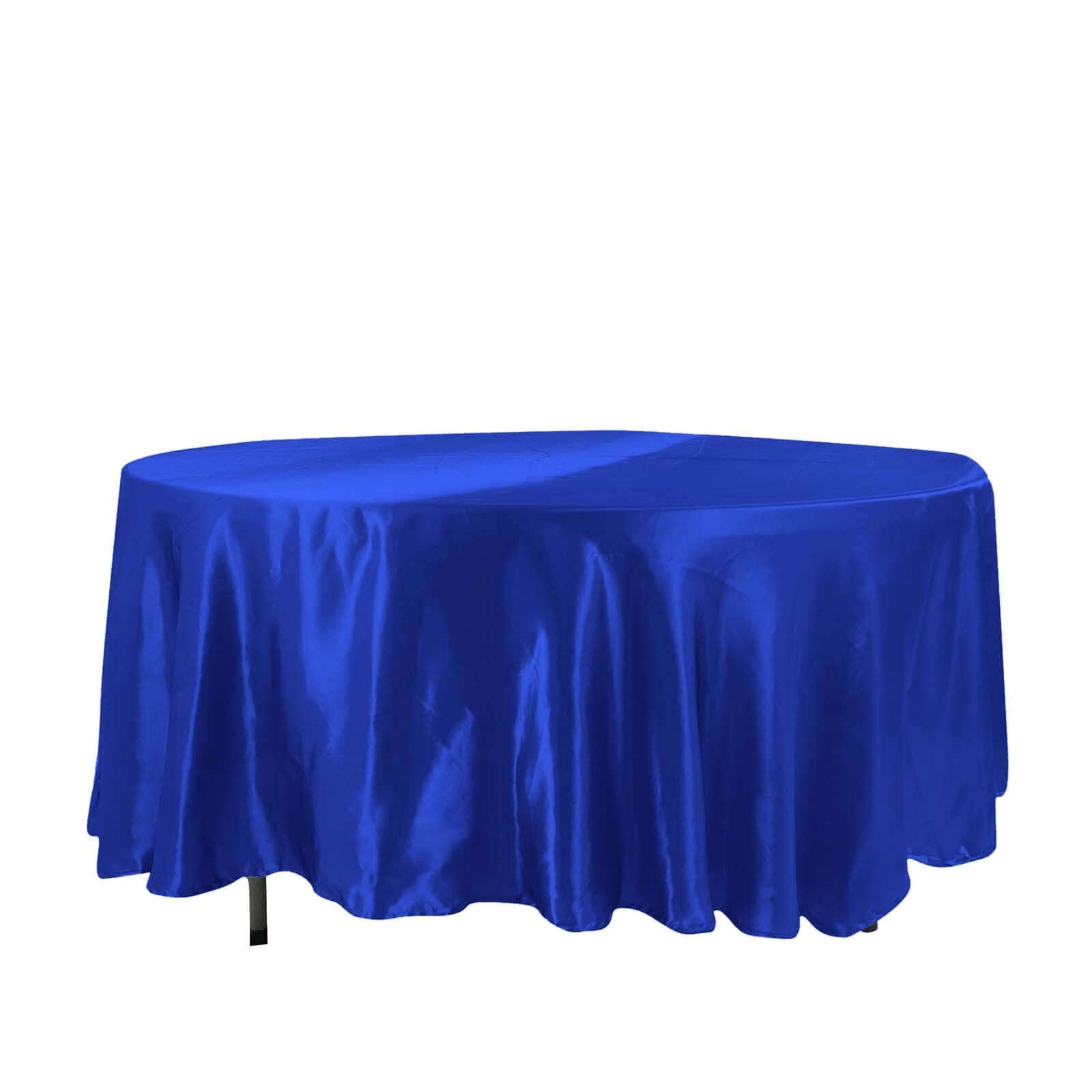 Royal Blue Satin 108-Inch Round Tablecloth - Smooth, Lustrous, and Ideal for Events