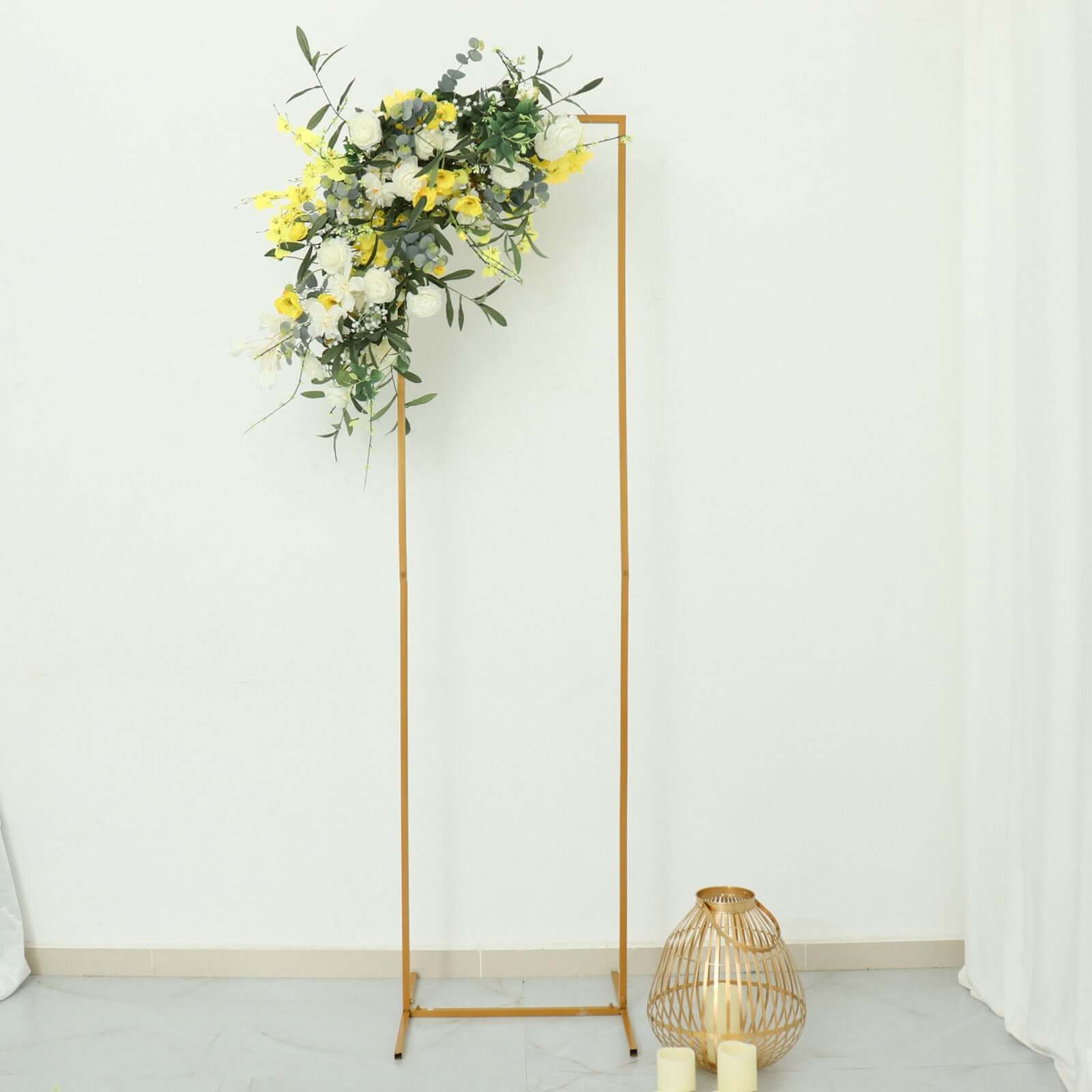 Hot Sale! 6.5ft Slim Gold Metal Rectangular Wedding Arch Backdrop Stand