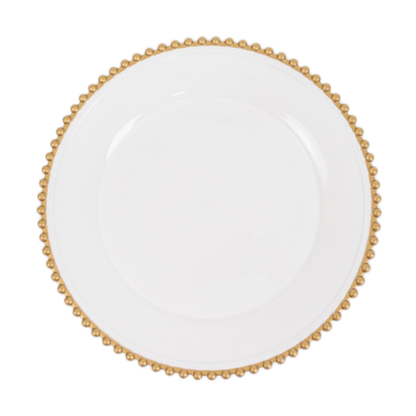 Hot Deal! 6-Pack 13-Inch White Acrylic Round Charger Plates with Gold Beaded Rim for Dinner Party