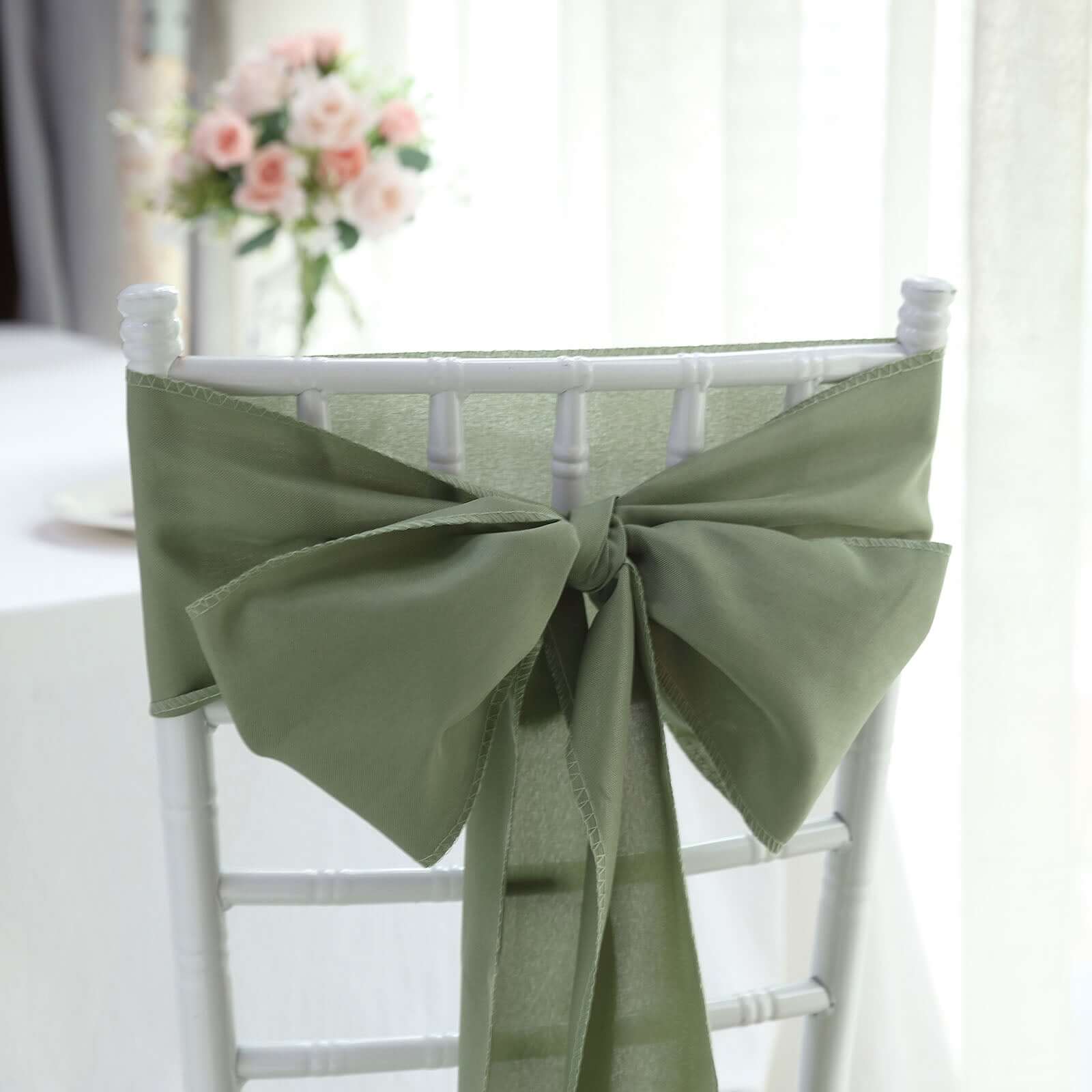 5-Pack Dusty Sage Green Polyester Chair Sashes - Perfect for Events!