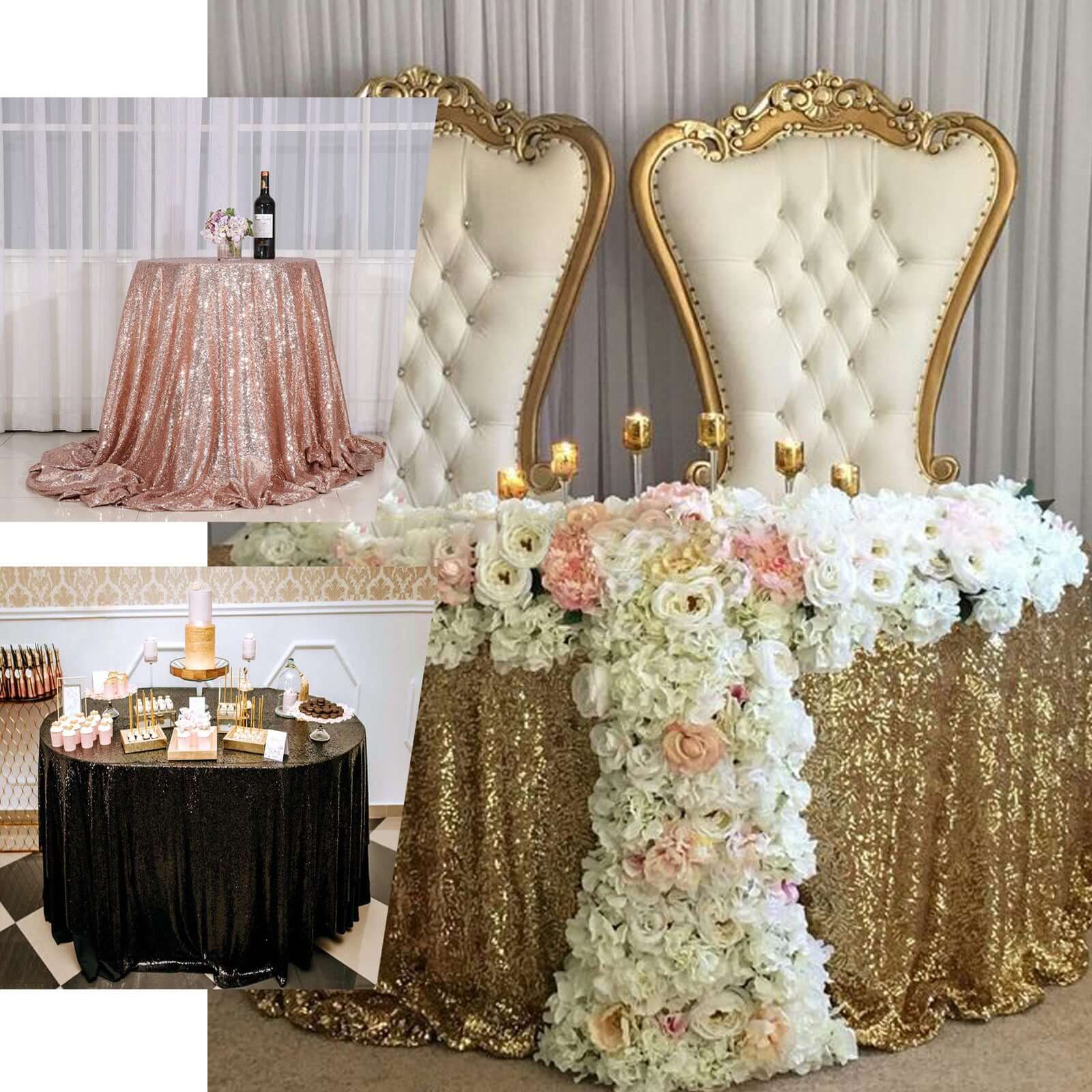 Navy Blue Seamless Glittering 120' Round Sequin Tablecloth - Ideal for Events