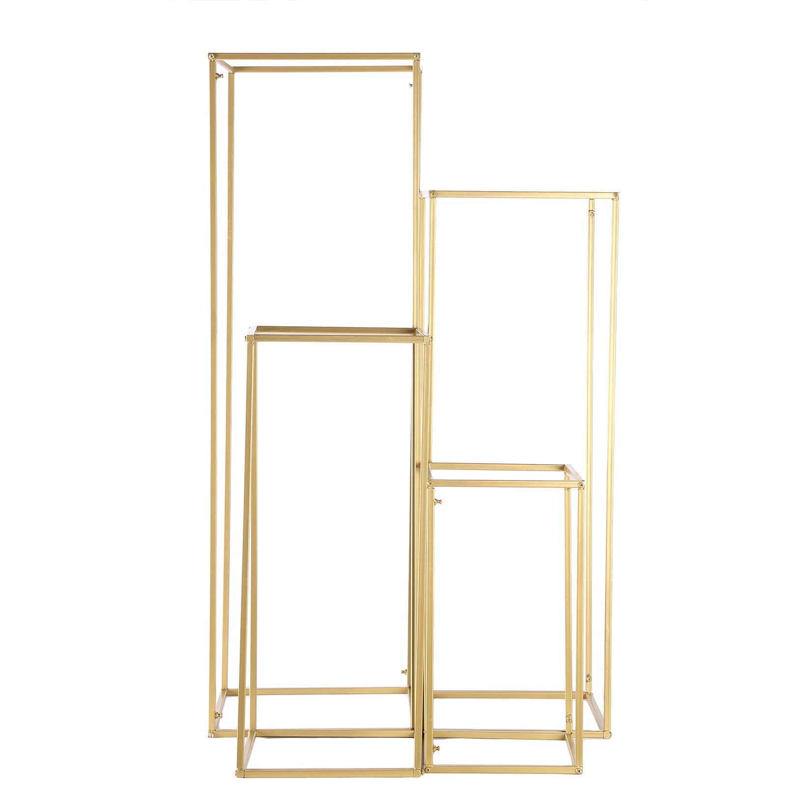 Sale! 4-Piece Matte Gold Metal Flower Stand Set for Wedding Centerpieces - Durable Displays in 16/24/32/40 Inches