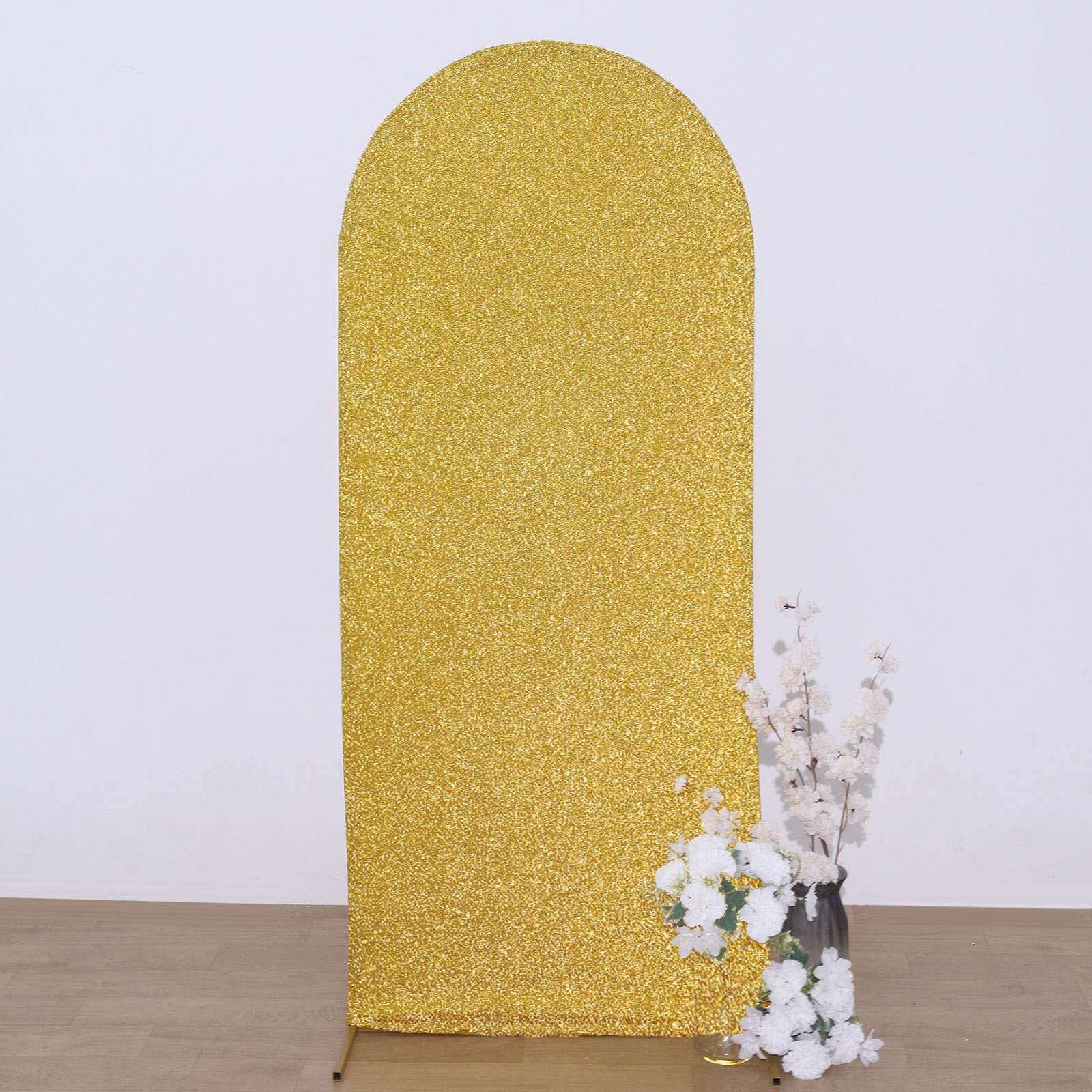 Hot Deal! 5ft Gold Shimmer Tinsel Spandex Backdrop Cover for Wedding Arch