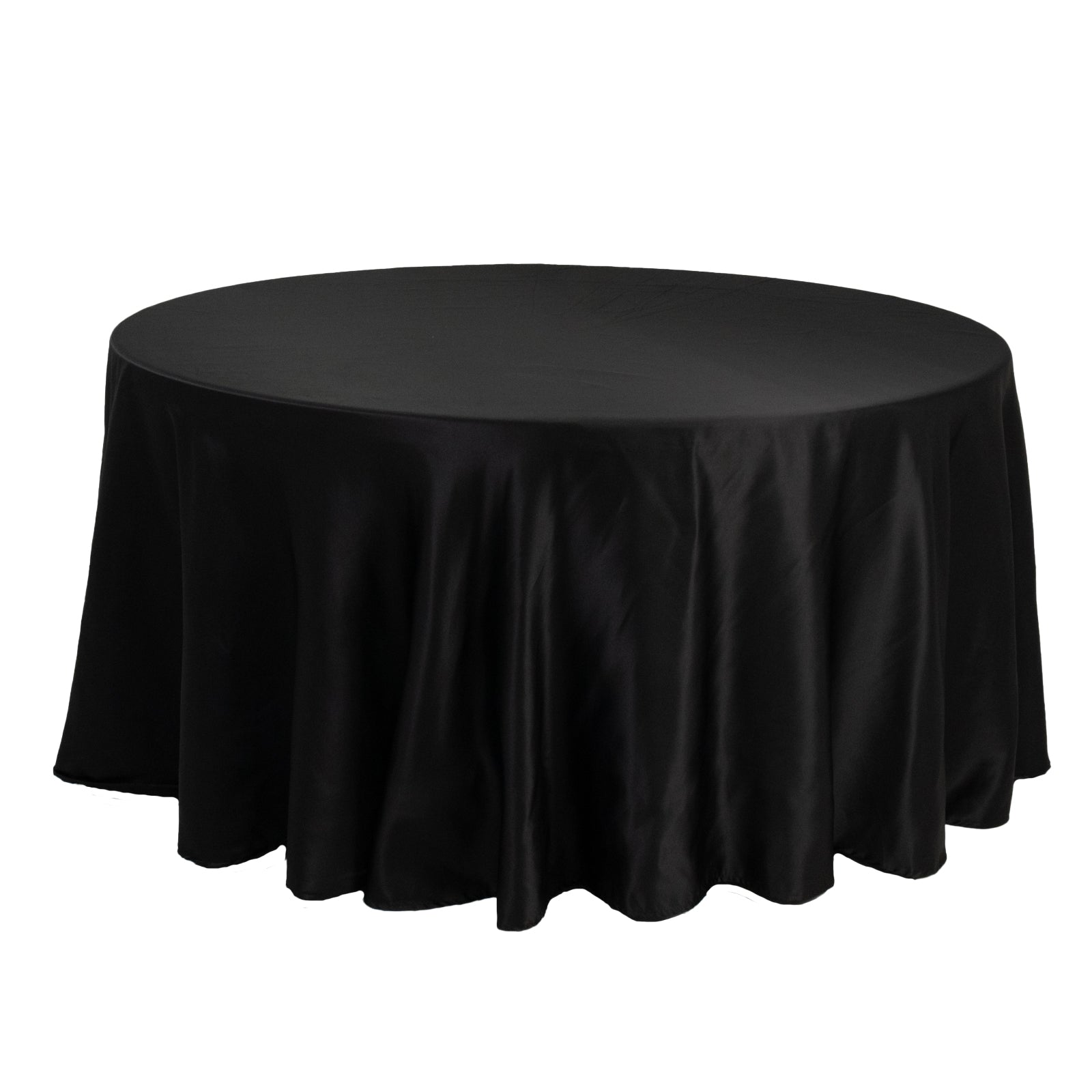Exclusive Black Lamour Satin 120-Inch Round Tablecloth for Upscale Gatherings