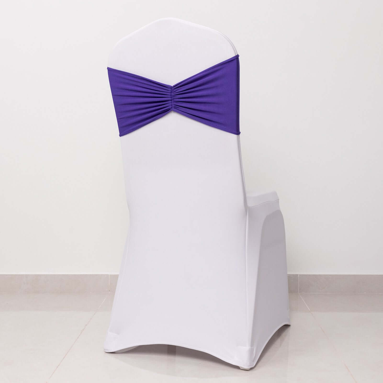 Hot Deal! 5-Pack Purple Ruffled Spandex Chair Sashes - Wide & Easy Stretch Bands