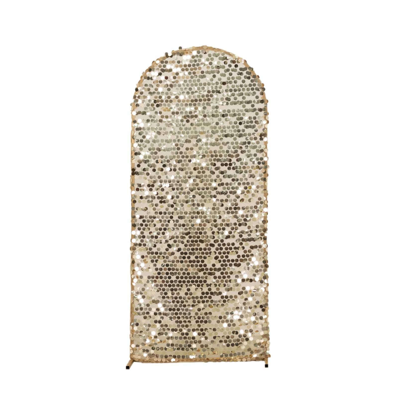 5ft Sparkly Champagne Sequin Fitted Cover for Round Top Wedding Arch - Ideal Decoration