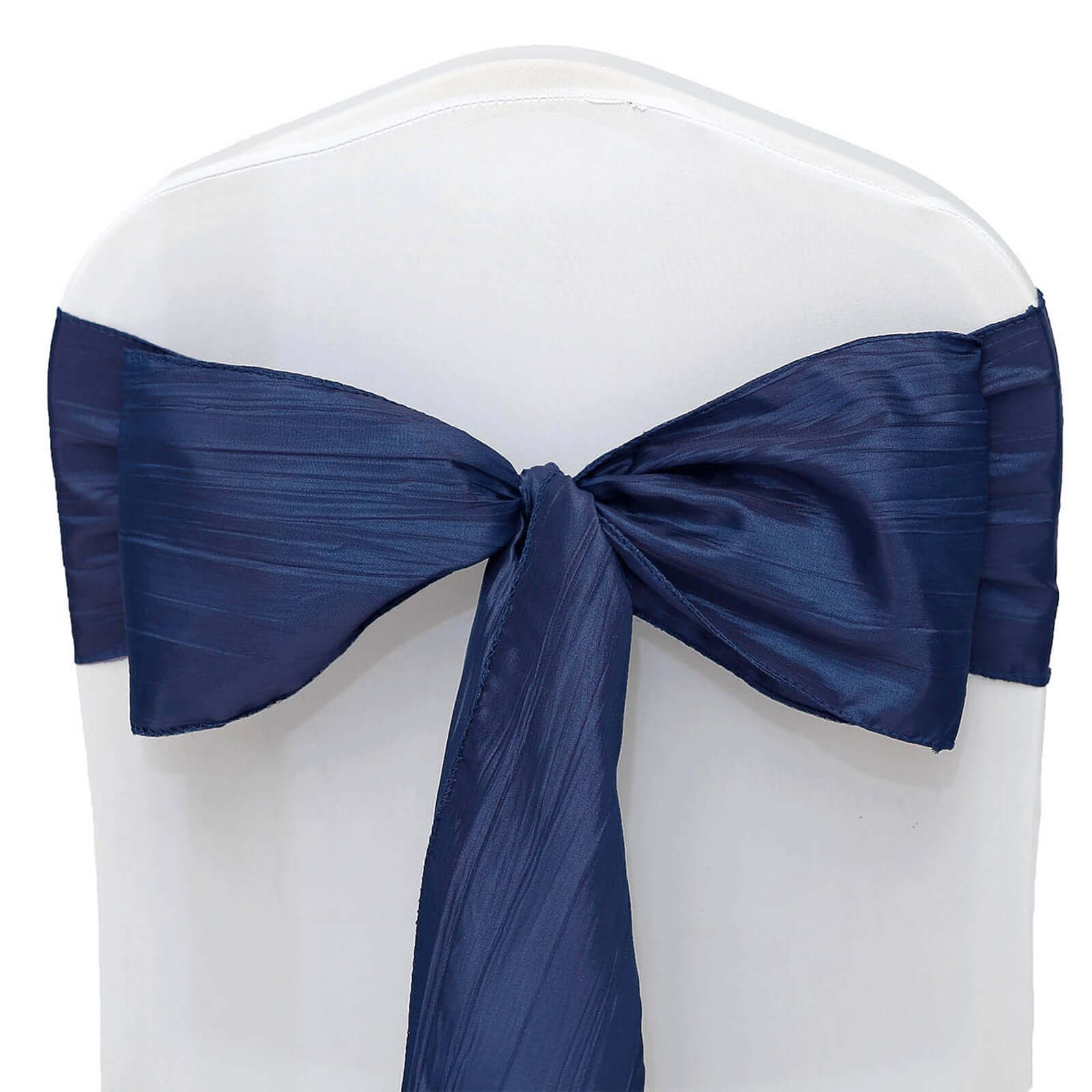 Special Offer! 5-Pack Navy Blue Accordion Crinkle Taffeta Chair Sashes for Weddings & Gatherings
