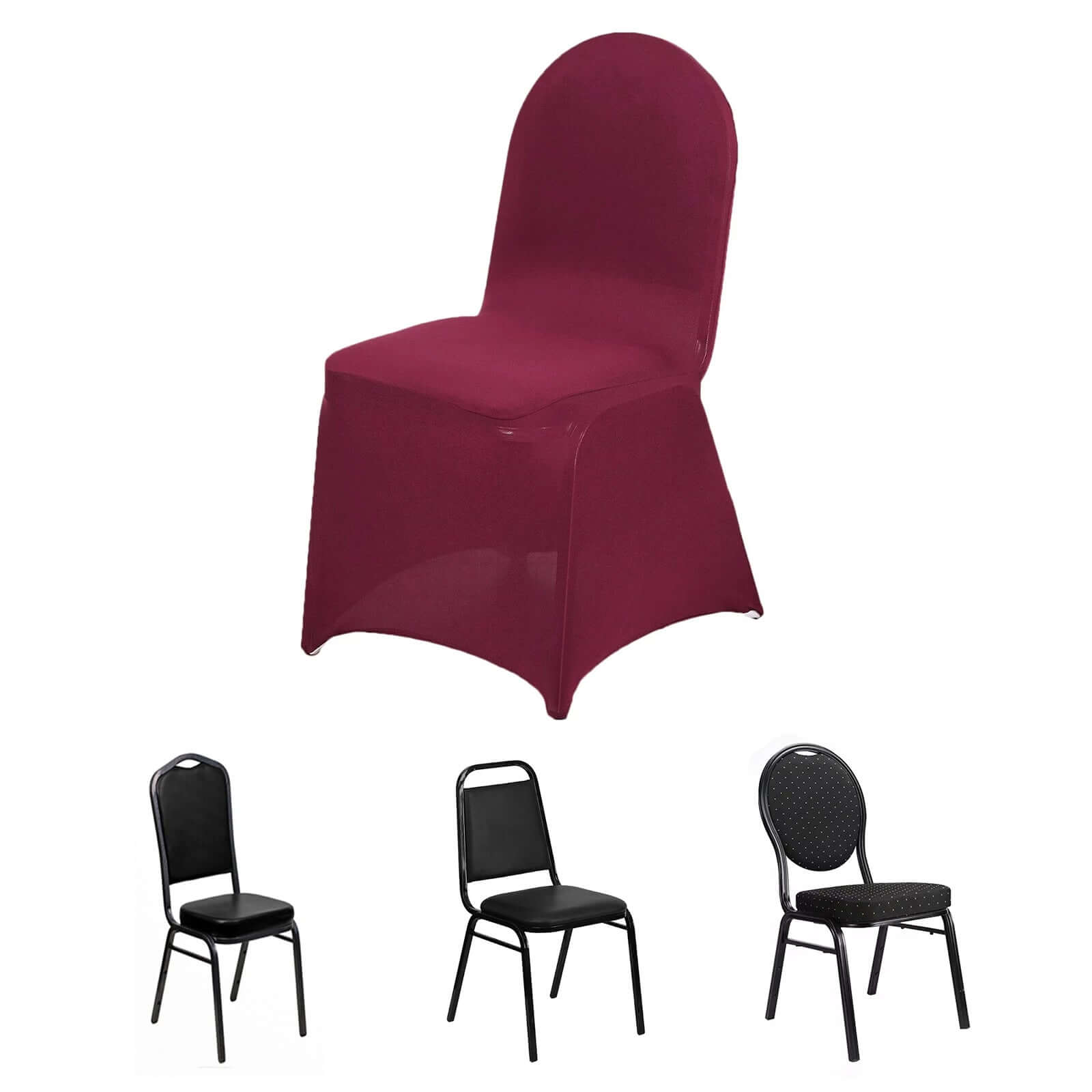 Hot Sale! Burgundy Spandex Stretch Slip-On Chair Cover for Banquet Chairs - 160GSM Premium Fabric