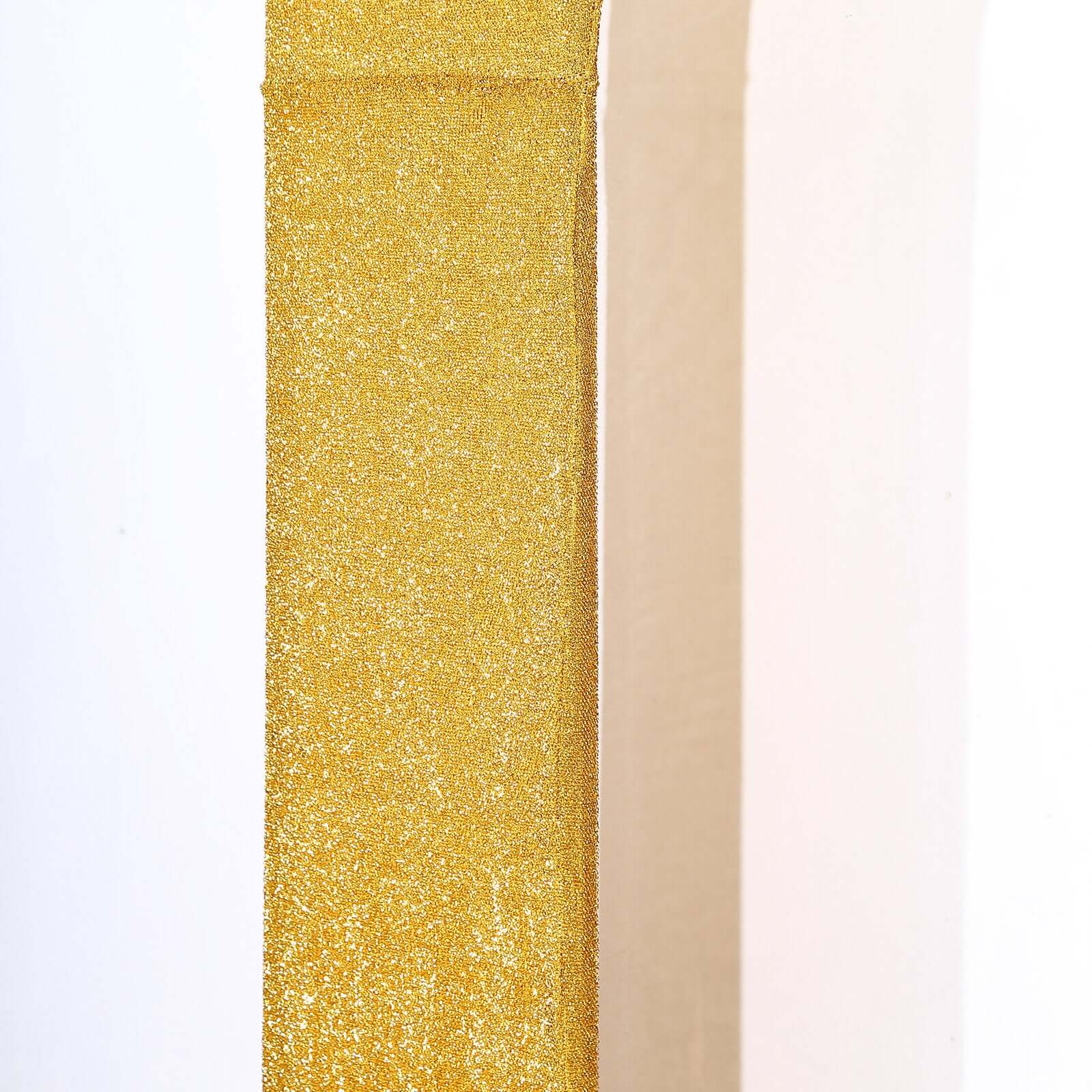 8ft Double-Sided Gold Shimmer Tinsel Spandex U-Shaped Wedding Arch Slipcover