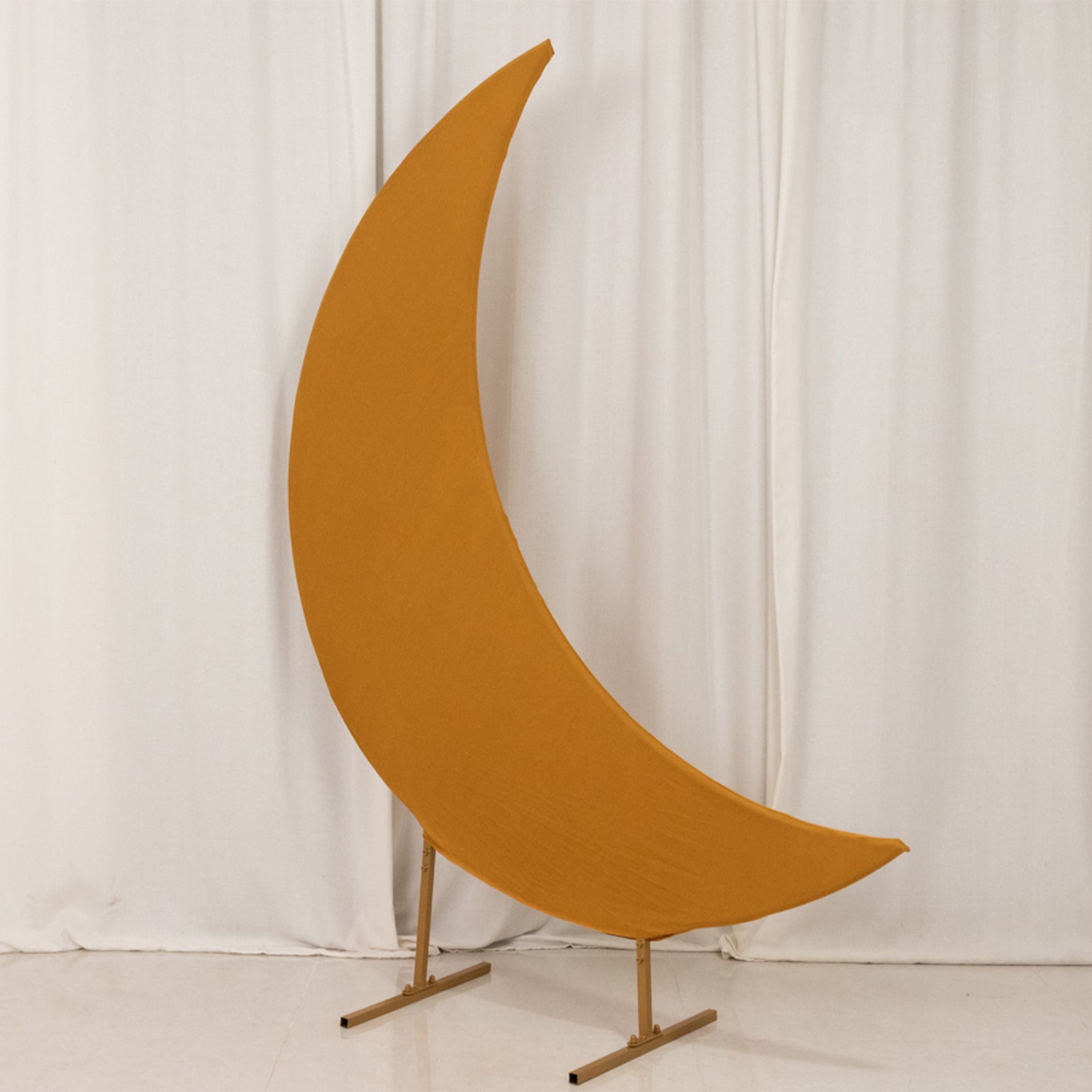 Custom-Fit 6.5ft Gold Spandex Crescent Moon Backdrop Cover for Wedding Arch