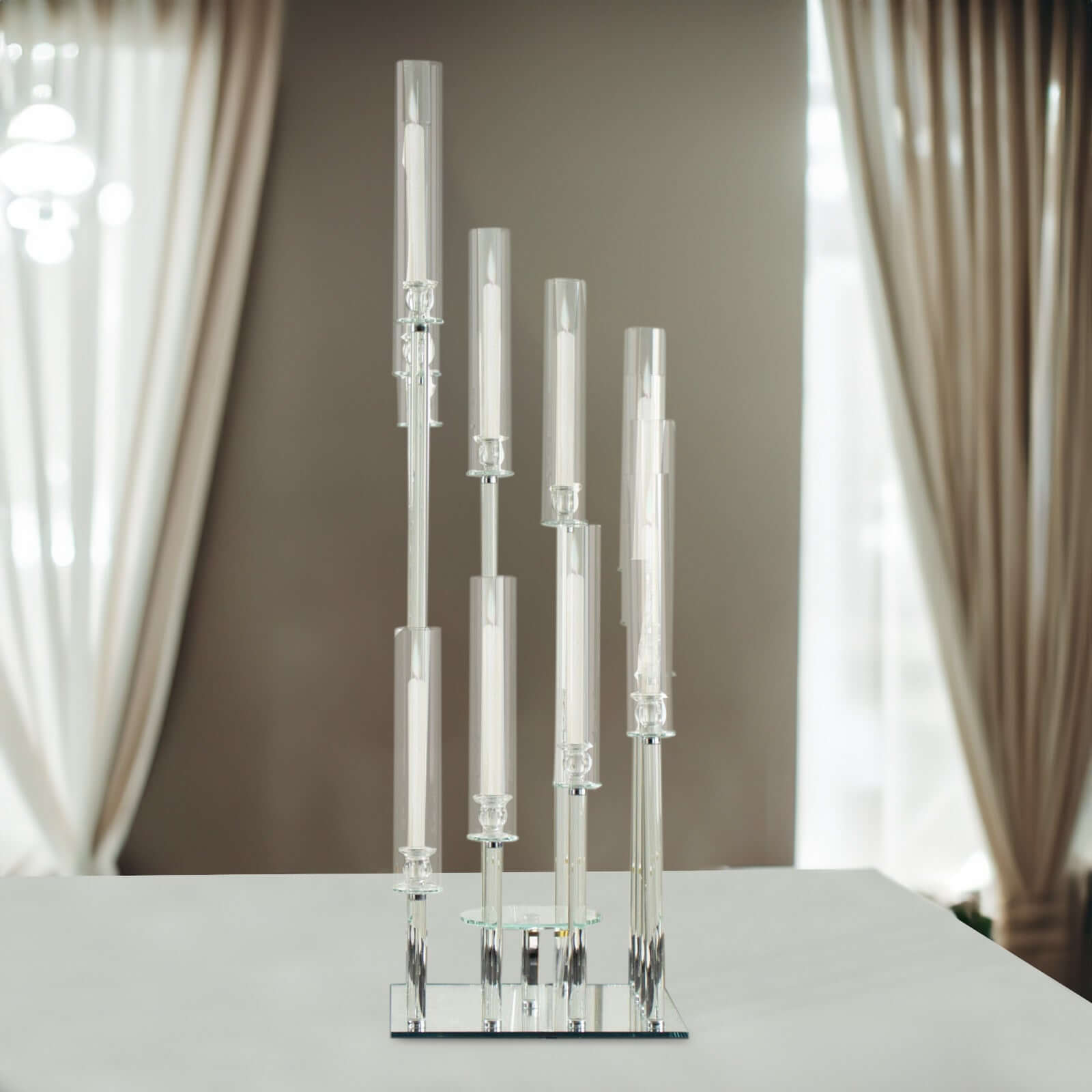 4.5ft Crystal Glass Cluster Candelabra Pedestal Stand - Ideal Table Centerpiece