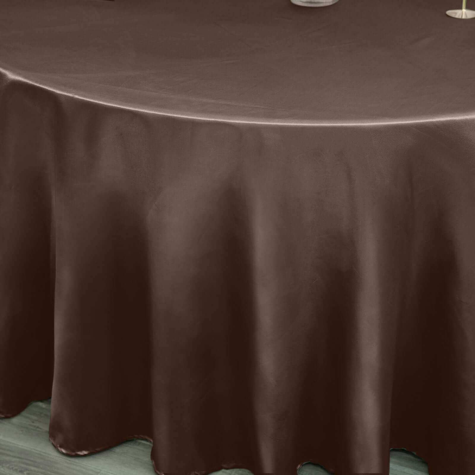 Stylish Chocolate Satin 120-Inch Round Seamless Tablecloth