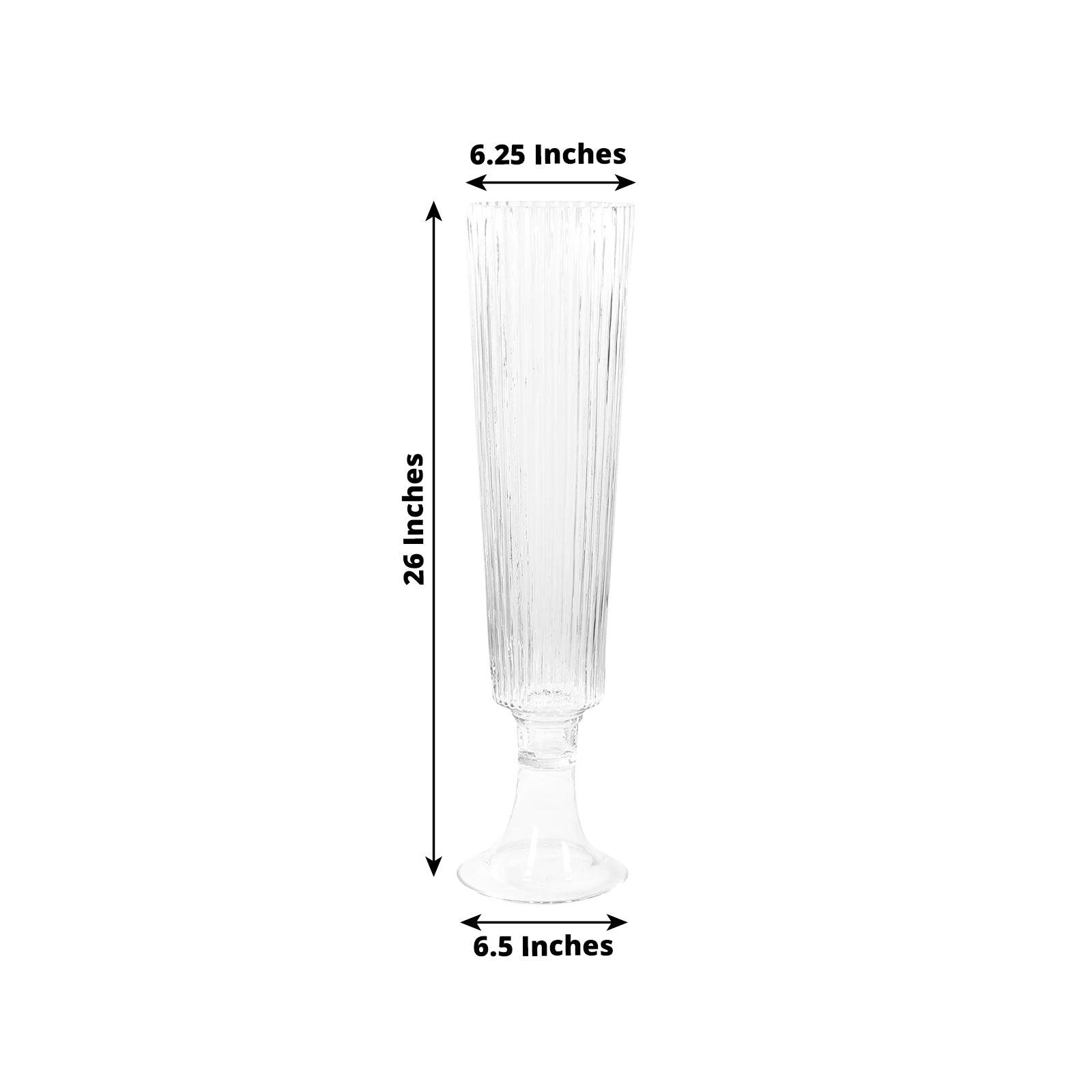 4-Pack Clear Glass Trumpet Vases with Ribbed Design - Durable 26-Inch Event Centerpieces