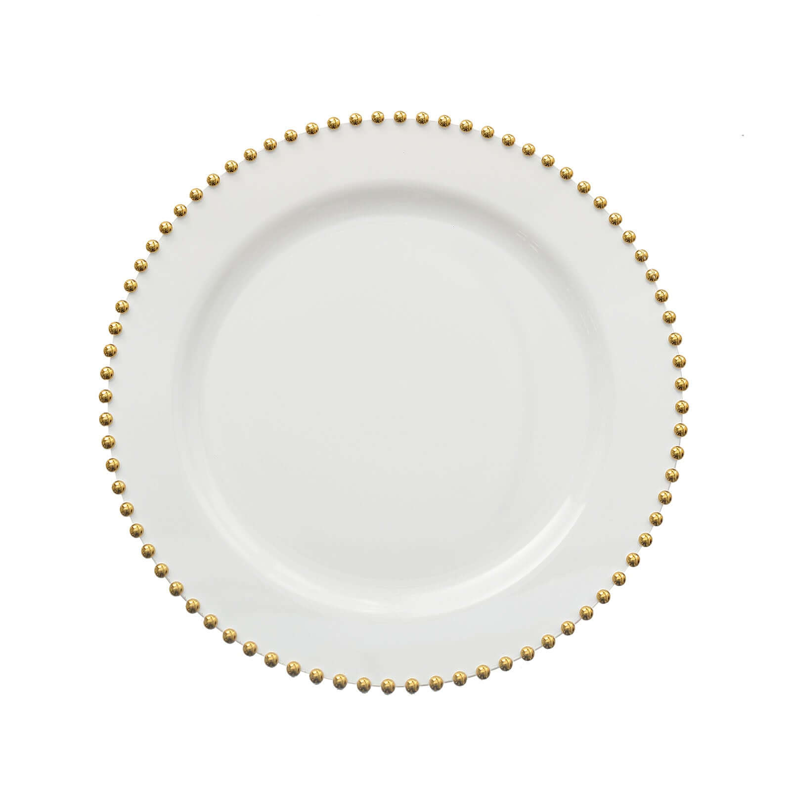 Hot Deal! 10-Pack Disposable White Plastic Round Dinner Plates with Gold Beaded Rim for Banquets