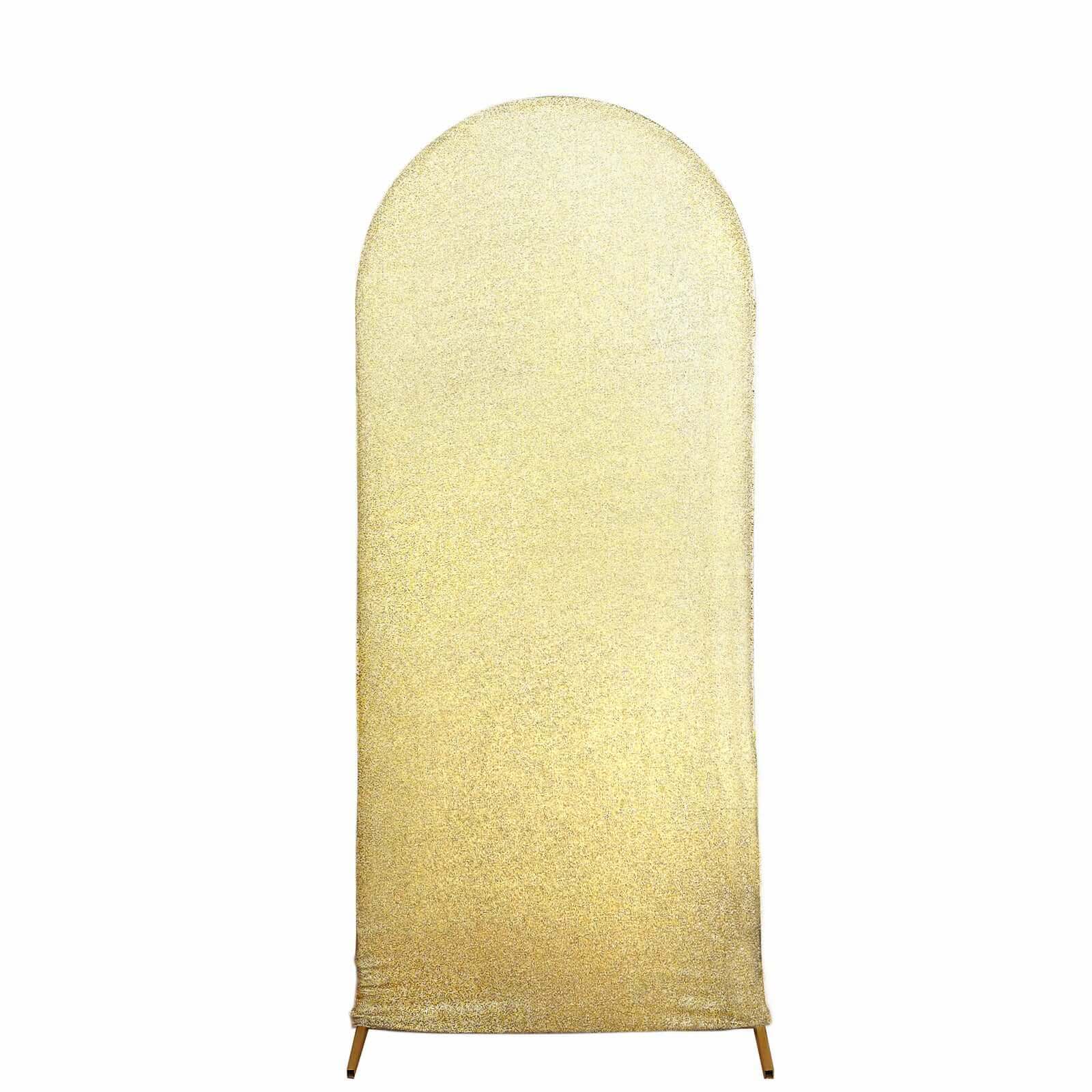 5ft Champagne Shimmer Tinsel Spandex Backdrop Cover for Fitted Round - Top Wedding Arch