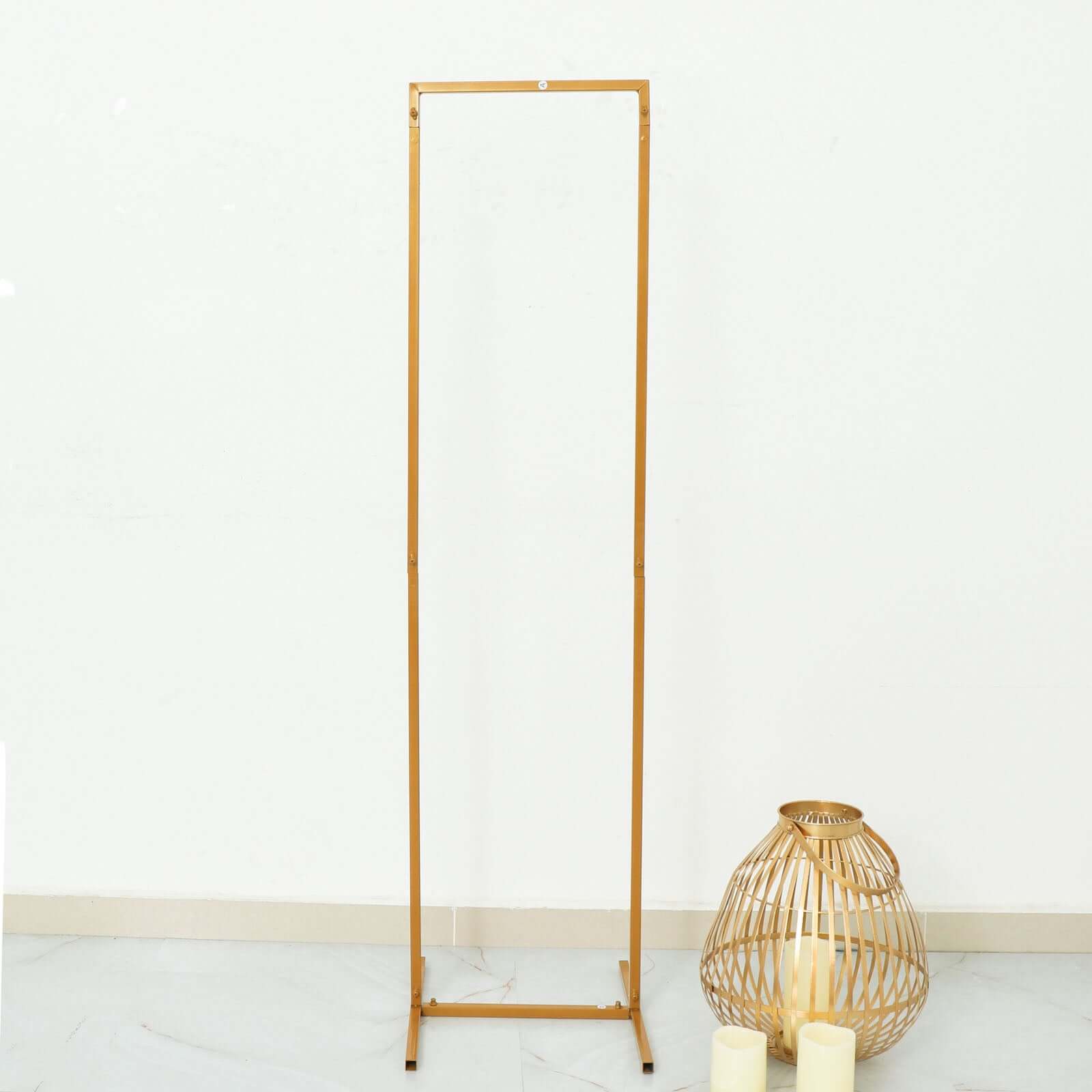 Discount! 4.5ft Slim Gold Metal Rectangular Wedding Arch Backdrop Stand for Floral Display