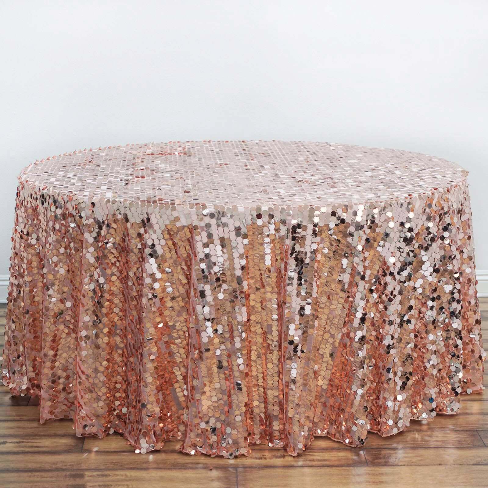 Hot Sale! Rose Gold Sequin Round Tablecloth - 120