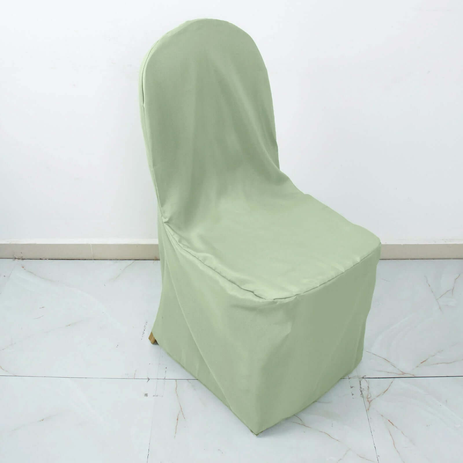 10-Pack Sage Green Polyester Stain-Resistant Slip-On Chair Covers for Banquets - Great Deal!