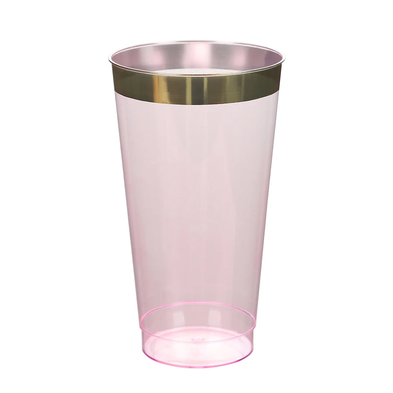 Hot Deal! 12-Pack 17oz Durable Disposable Plastic Party Cups with Transparent Blush and Gold Rim