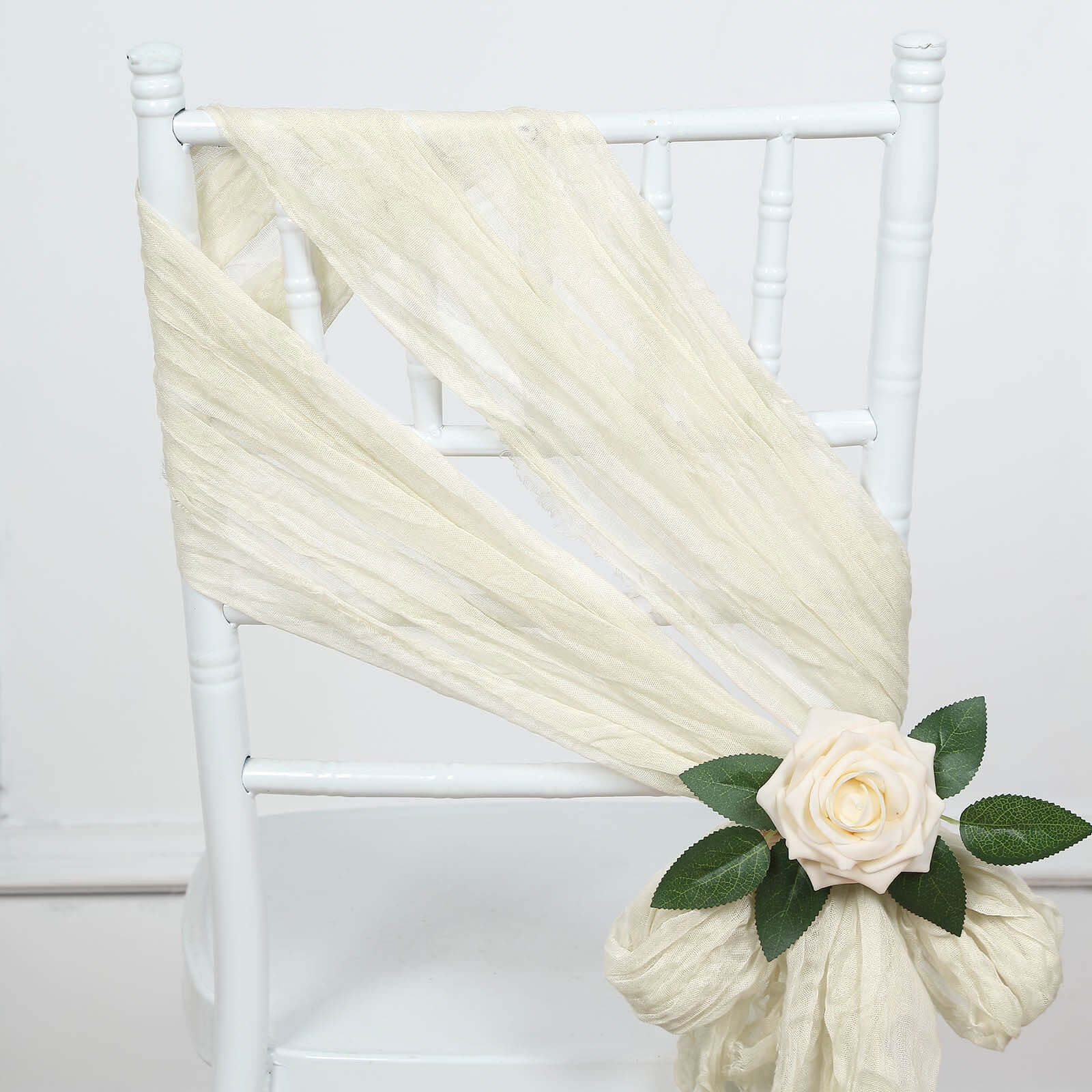 5-Pack Cream Cheesecloth Chair Sashes - Perfect Boho Decor for Events