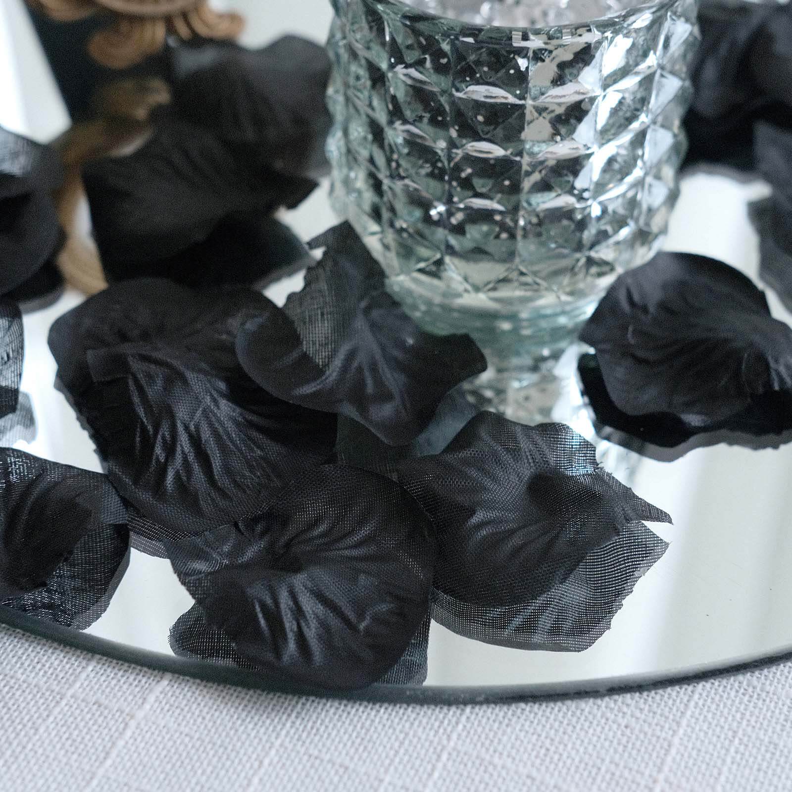 500-Pack Black Silk Rose Petal Confetti - Ideal for Table and Floor Decor
