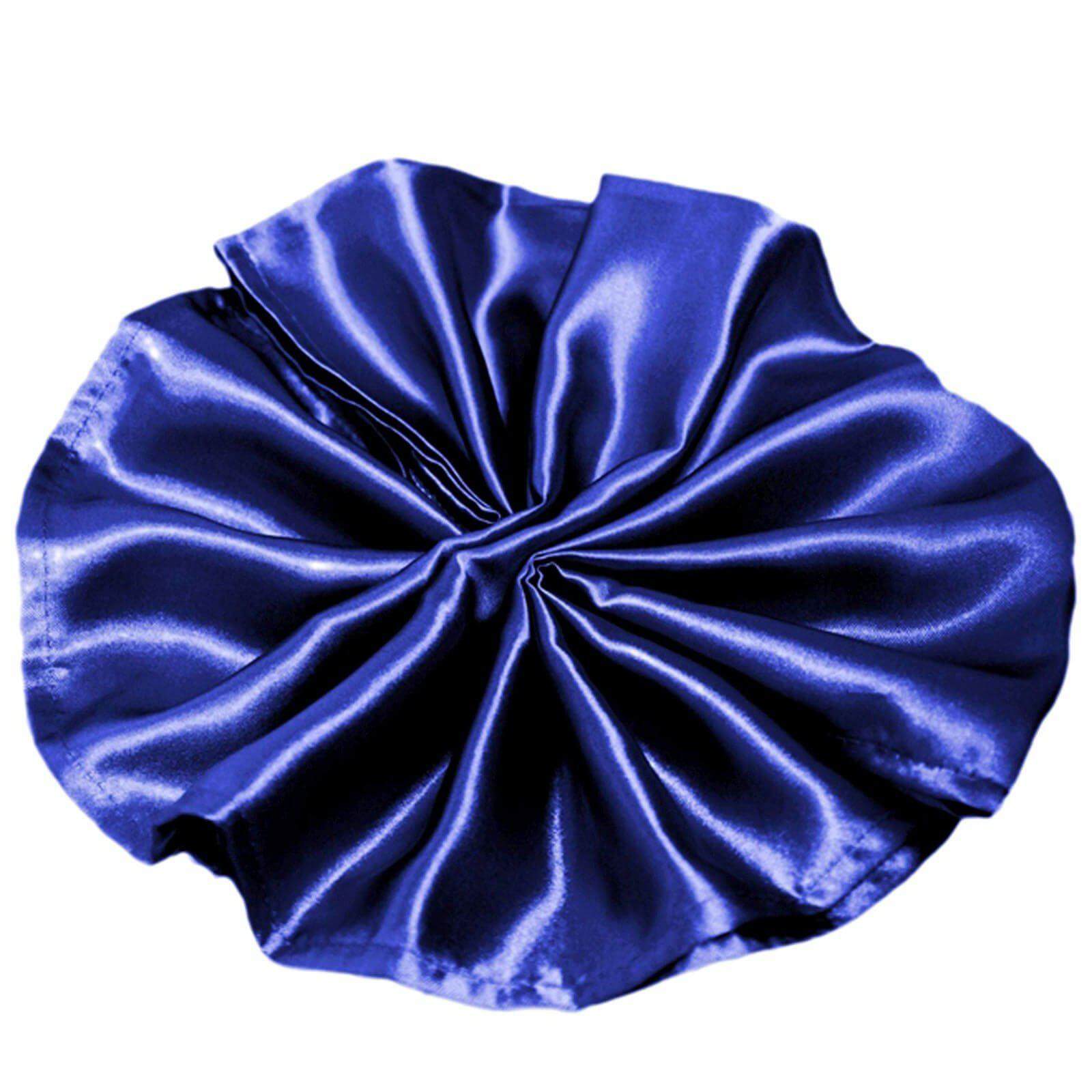 Exclusive 5-Pack Navy Blue Satin Dinner Napkins - 20x20, Stain & Wrinkle Resistant