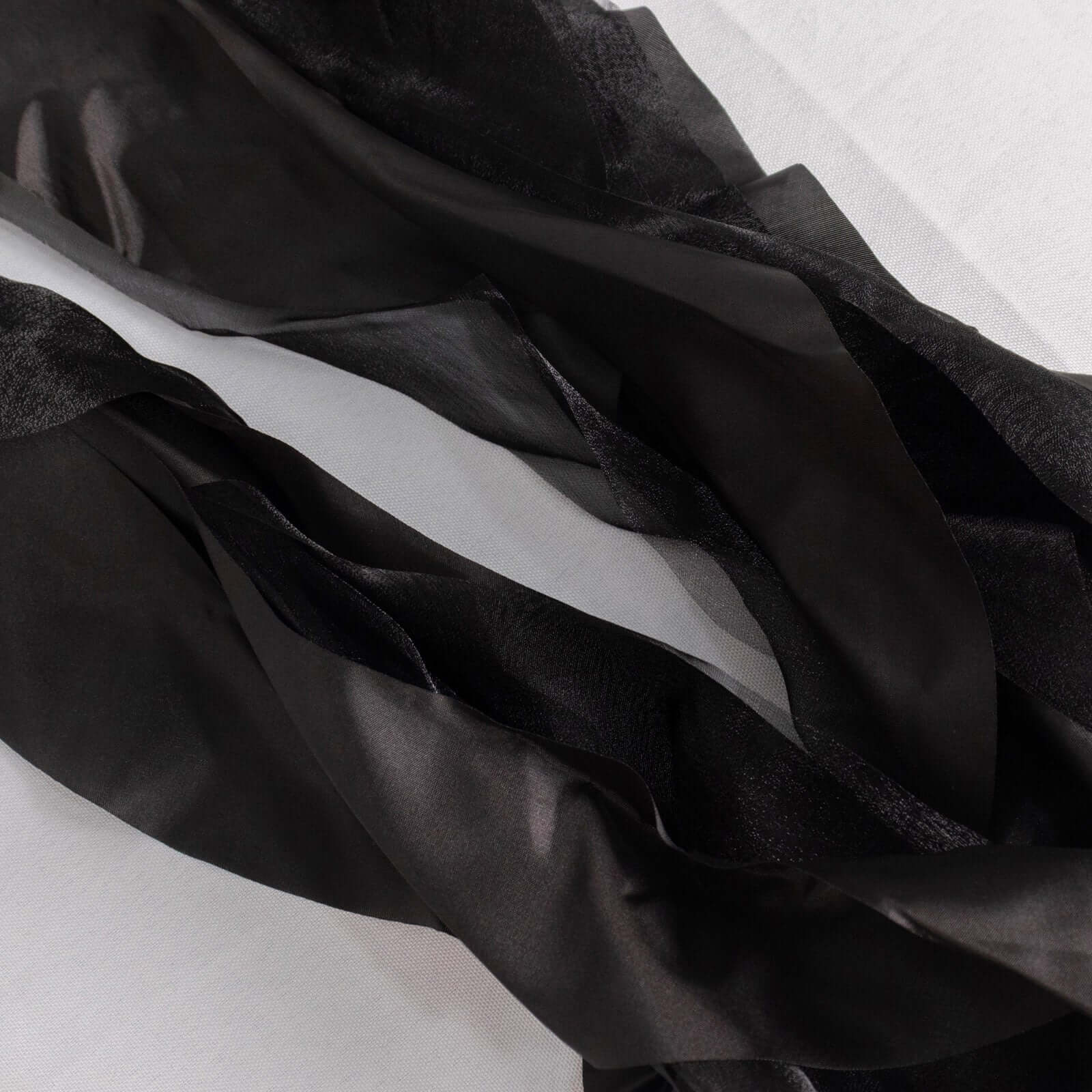 Special Offer! 5-Pack Black Chiffon Satin Curly Willow Chair Sashes for Wedding Decor