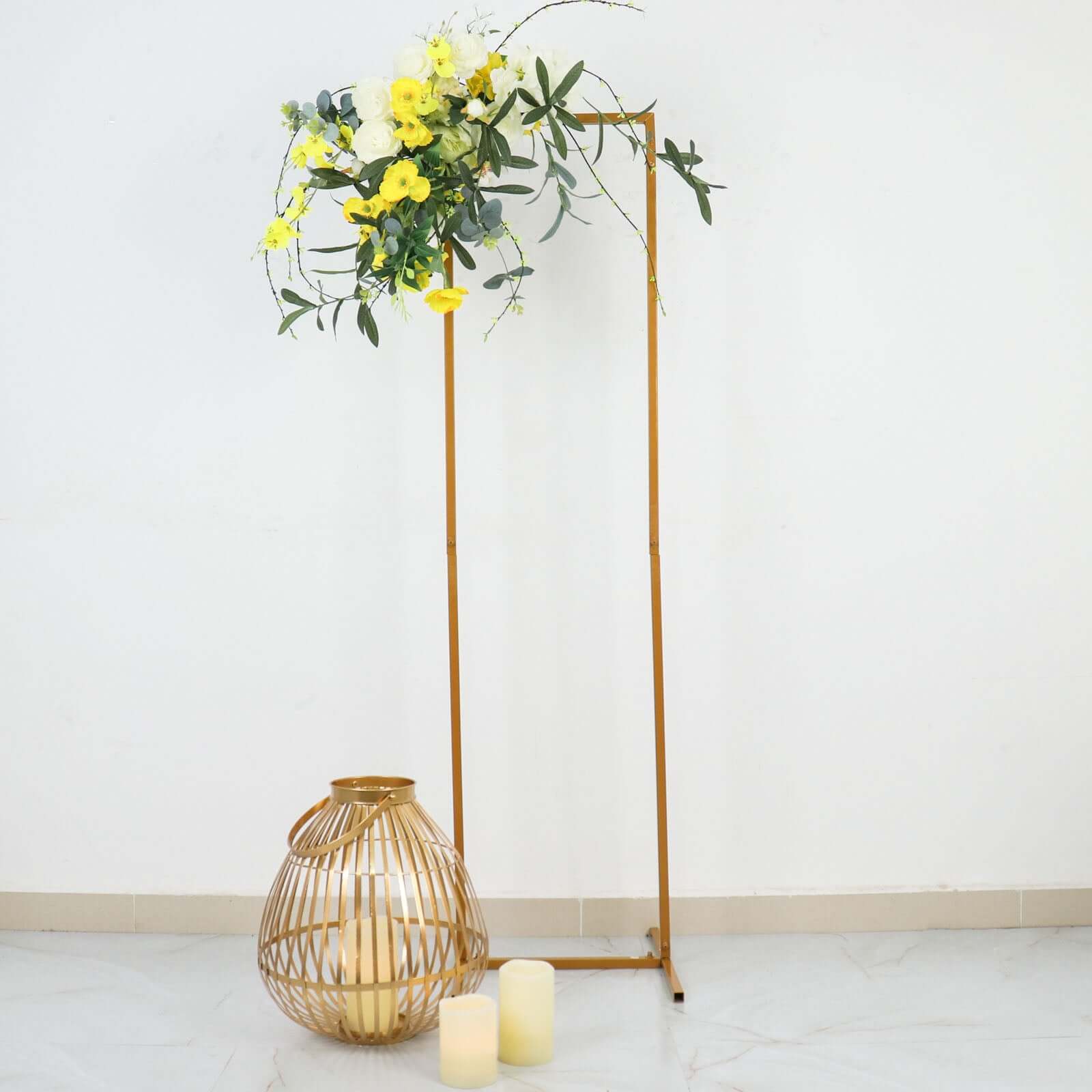Discount! 4.5ft Slim Gold Metal Rectangular Wedding Arch Backdrop Stand for Floral Display