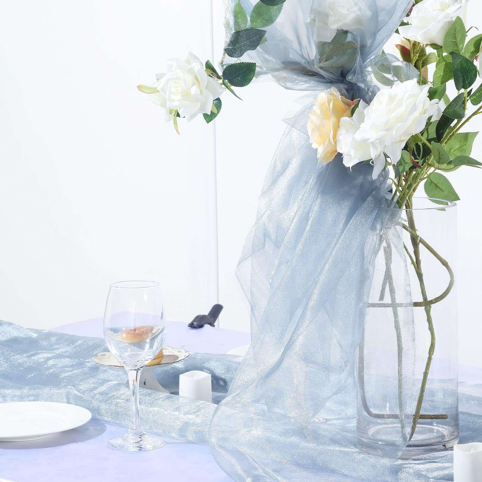 12-Foot Wide, 10-Yard Long Dusty Blue Sheer Chiffon Fabric Bolt for DIY