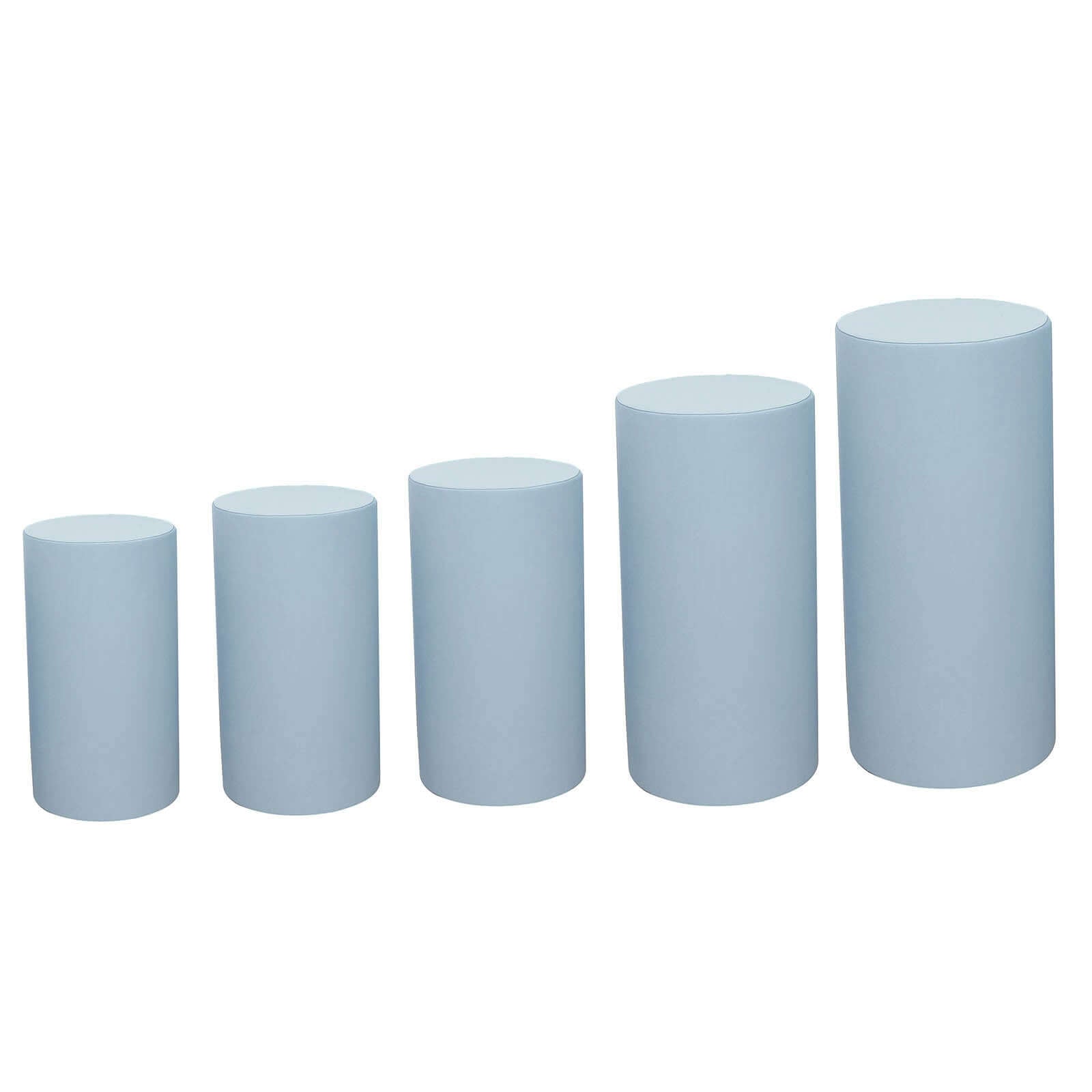 5-Piece Set of Stretchy Dusty Blue Spandex Cylinder Pedestal Stand Covers - 160 GSM