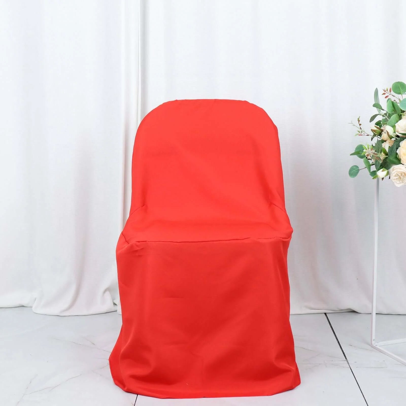 10-Pack Red Polyester Wrinkle-Free Stain-Resistant Slip-On Chair Covers for Folding Chairs - Great Deal