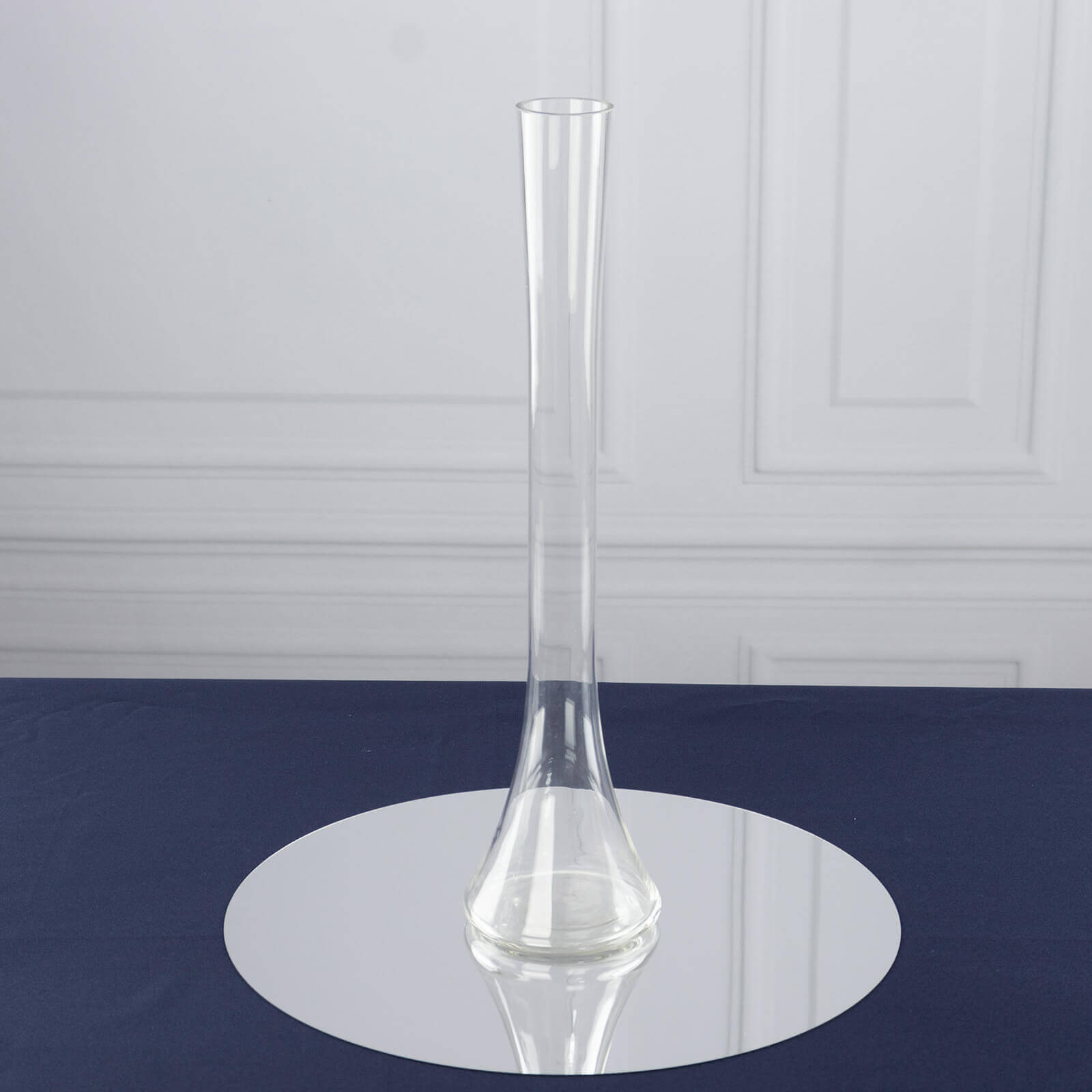 Set of 6 Clear Hand - Blown Glass Eiffel Tower Vases with Round Base, 16 Inches Tall for Weddings