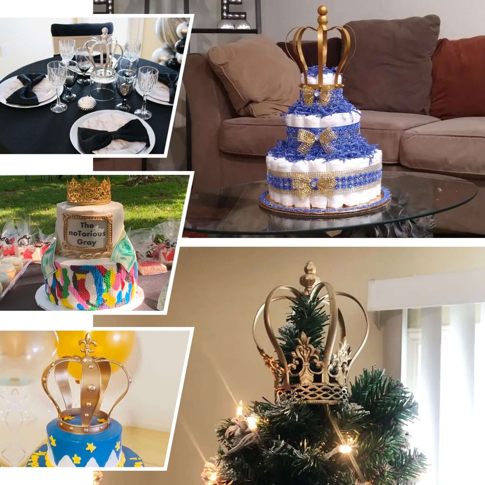 Gold Metal Royal Crown Cake Topper - Ideal for Themed Weddings and Events