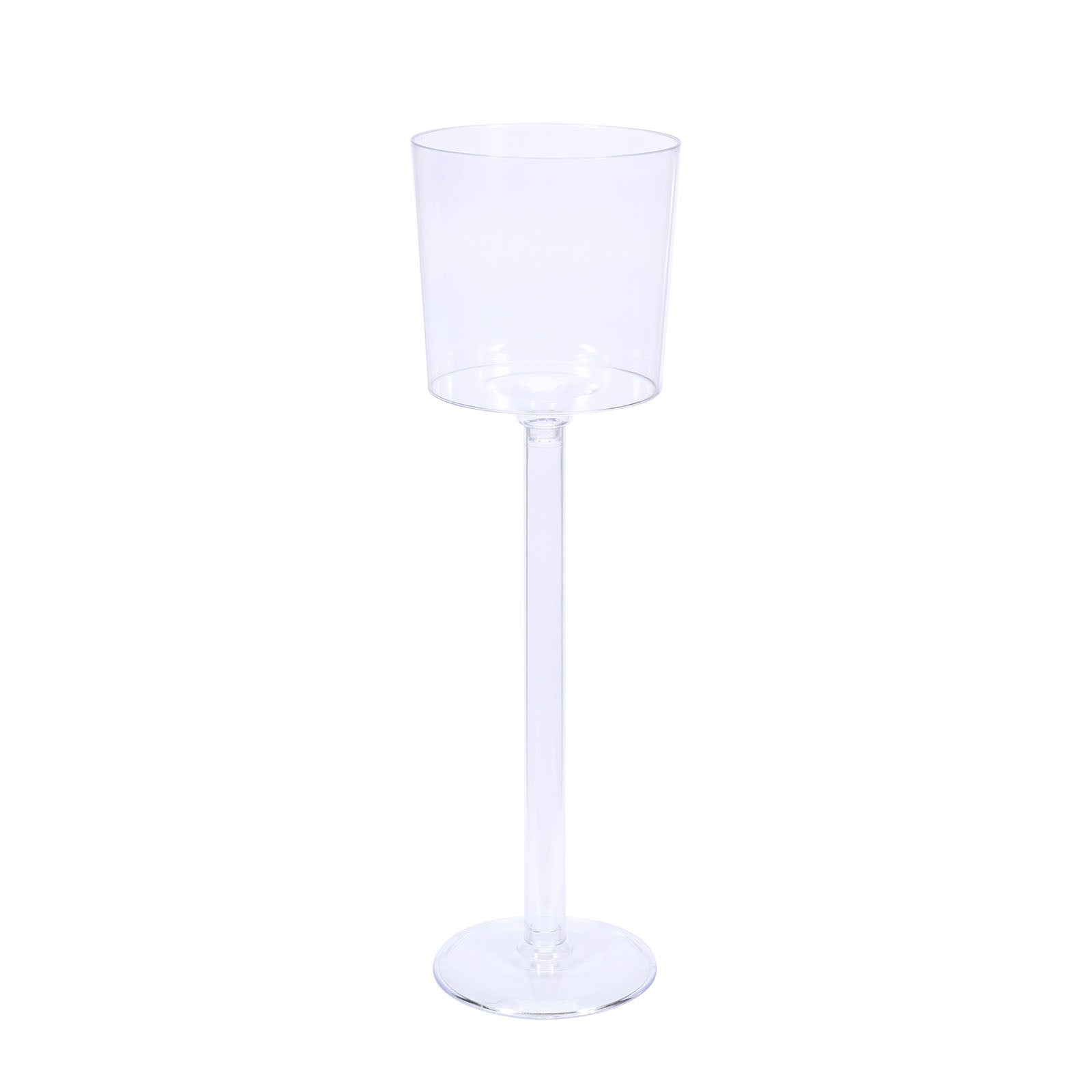 4-Pack Clear Plastic Cylinder Vases with Wine Cup Design for Long Stem Floral Centerpieces, 18"