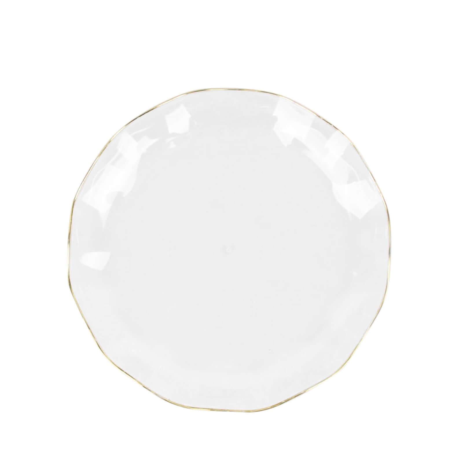 Hot Deal! 10-Pack Disposable Plastic Round 6-Inch Dessert Plates with Clear Ruffled Rim and Gold Edging