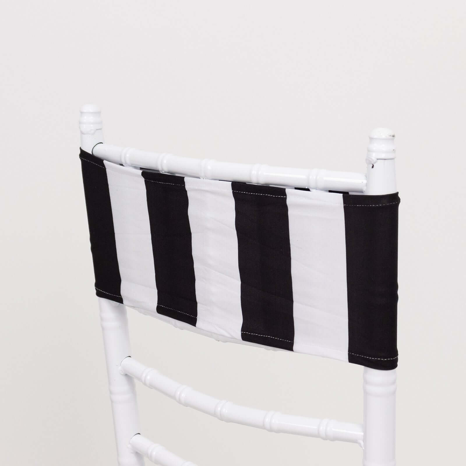 5-Pack Black/White Vertical Striped Spandex Chair Sashes - Wrinkle-Free & Easy to Use for Stunning Decor