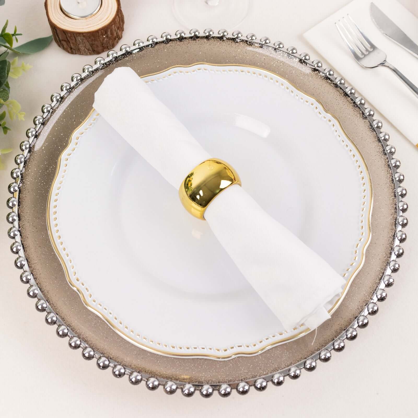 4-Pack Gold Shiny Metallic Acrylic Napkin Rings - Ideal for Events