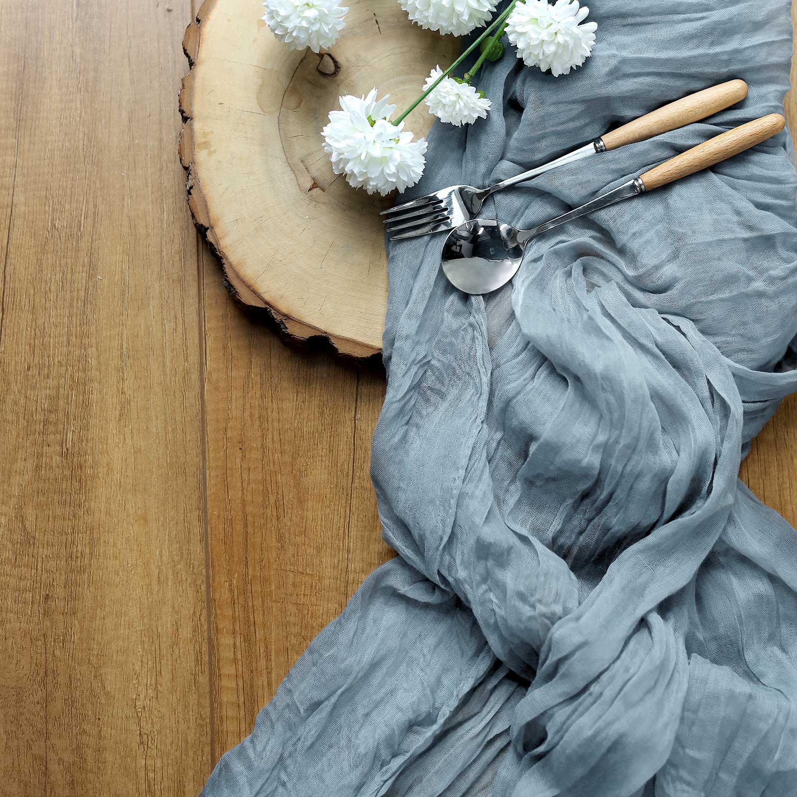 Special Offer! Rustic Boho Style Dusty Blue Gauze Cheesecloth 10ft Table Runner