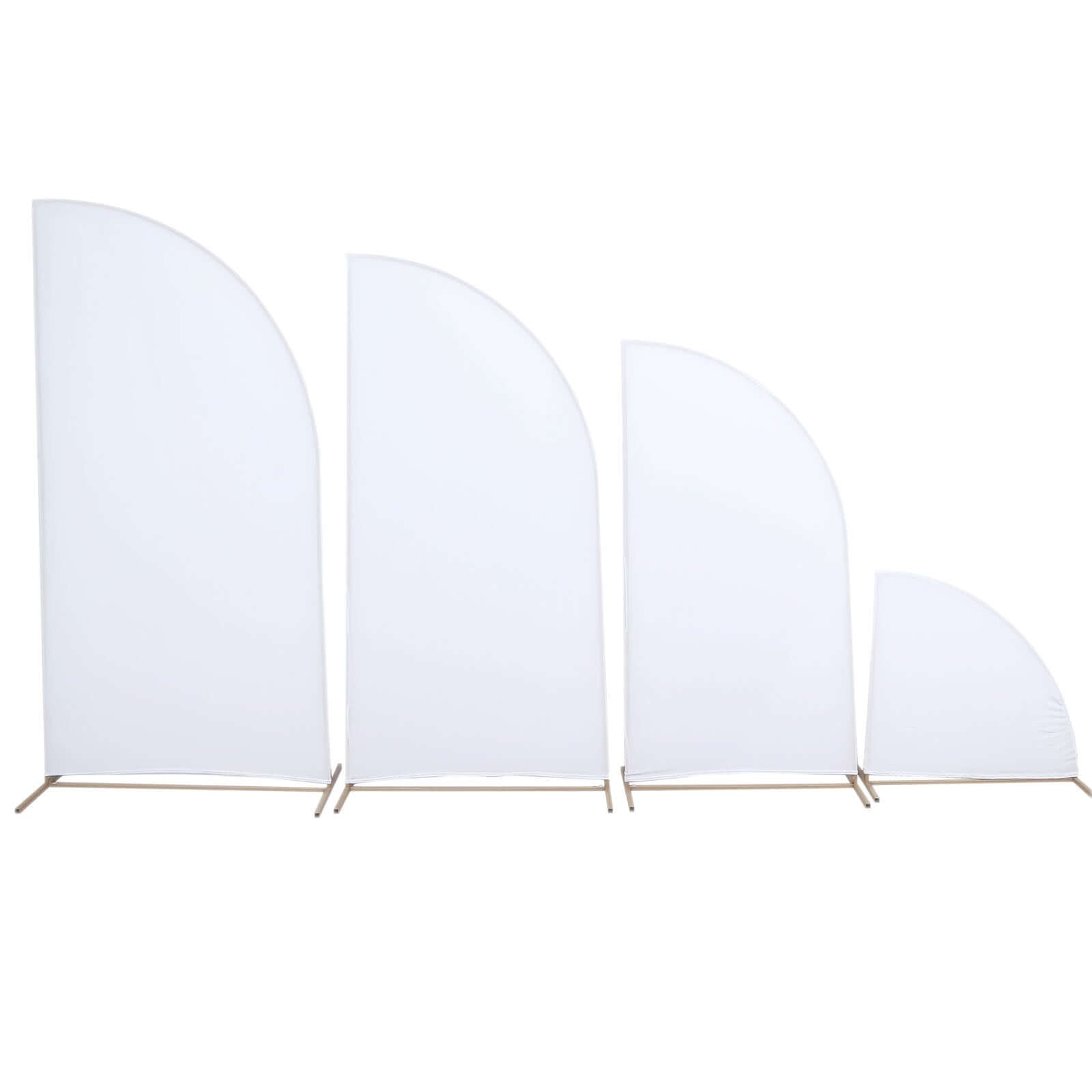 Custom-Fit Matte White Spandex Half Moon Wedding Arch Covers Set of 4 - Various Sizes
