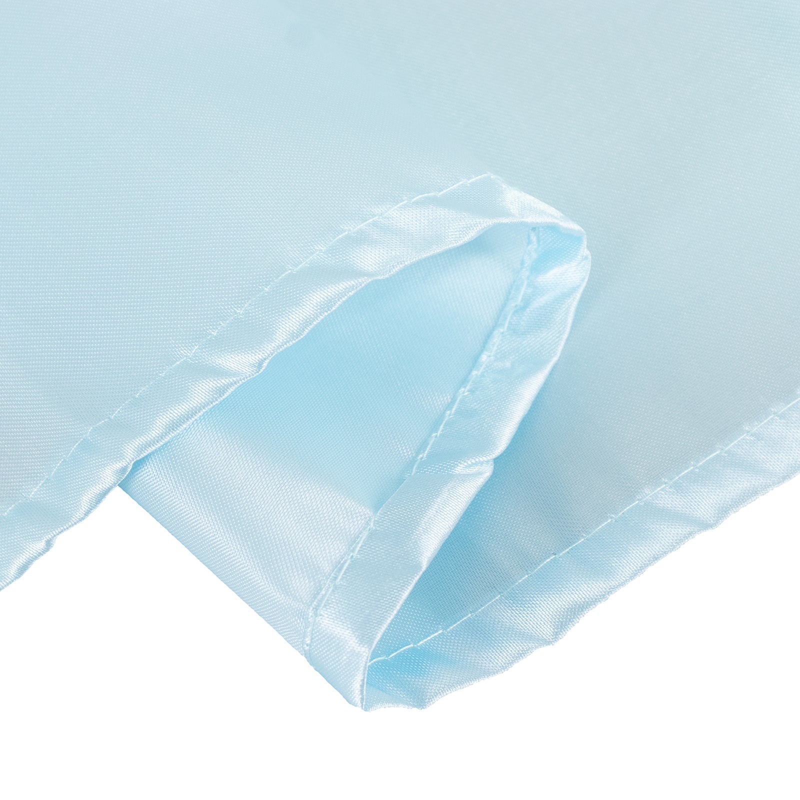 Light Blue Satin 132-Inch Round Seamless Stylish Tablecloth