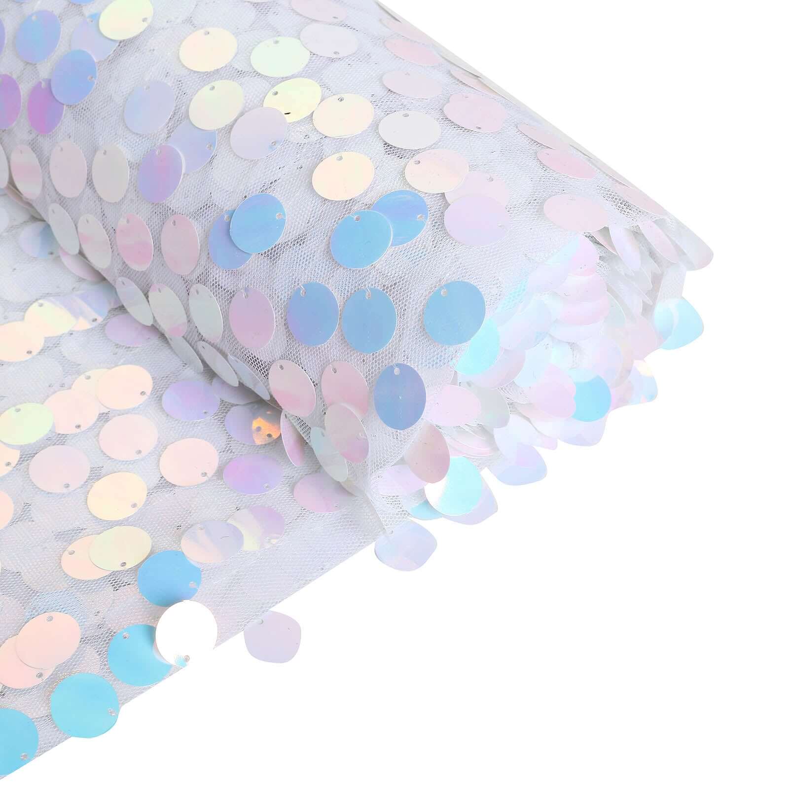 Hot! 54"x4 Yards Iridescent Blue Sequin Mesh Fabric Roll for DIY Craft