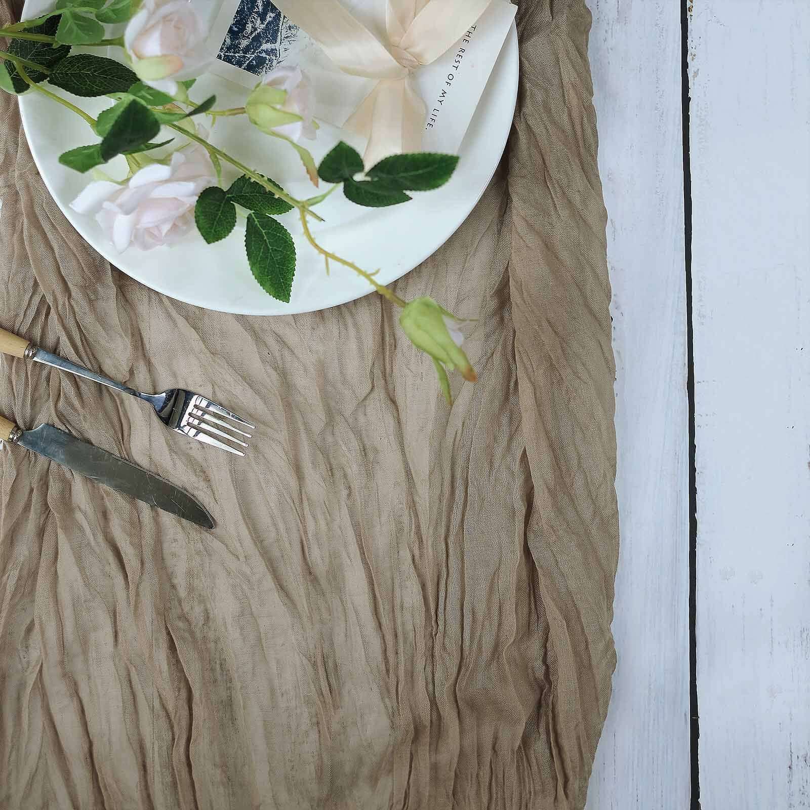 Get This 10ft Natural Gauze Cheesecloth Table Runner for Rustic Boho Decorations